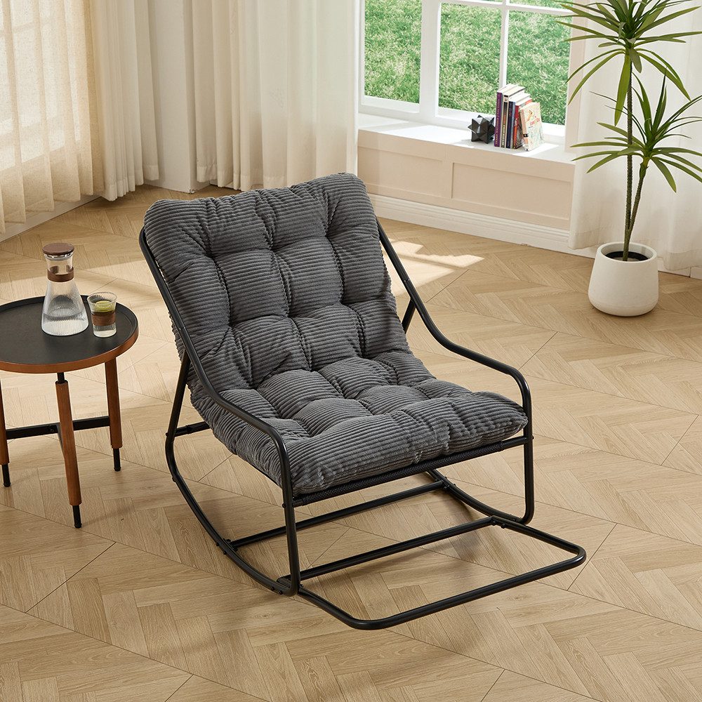 Odikalo Schaukelsessel Outdoor-Indoor Schaukelsessel,Komfortabler Loungesessel mit Kopfkissen, Robuste & Rostfreie Konstruktion, Schneller Aufbau in 30 Minuten