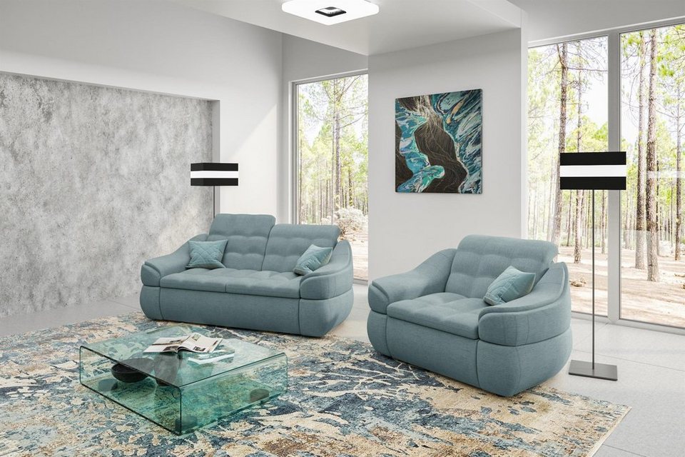 Stylefy Polstergarnitur Alisa, (Set (2-tlg), bestehend aus 2-Sitzer Sofa  und Sessel, Modern Design