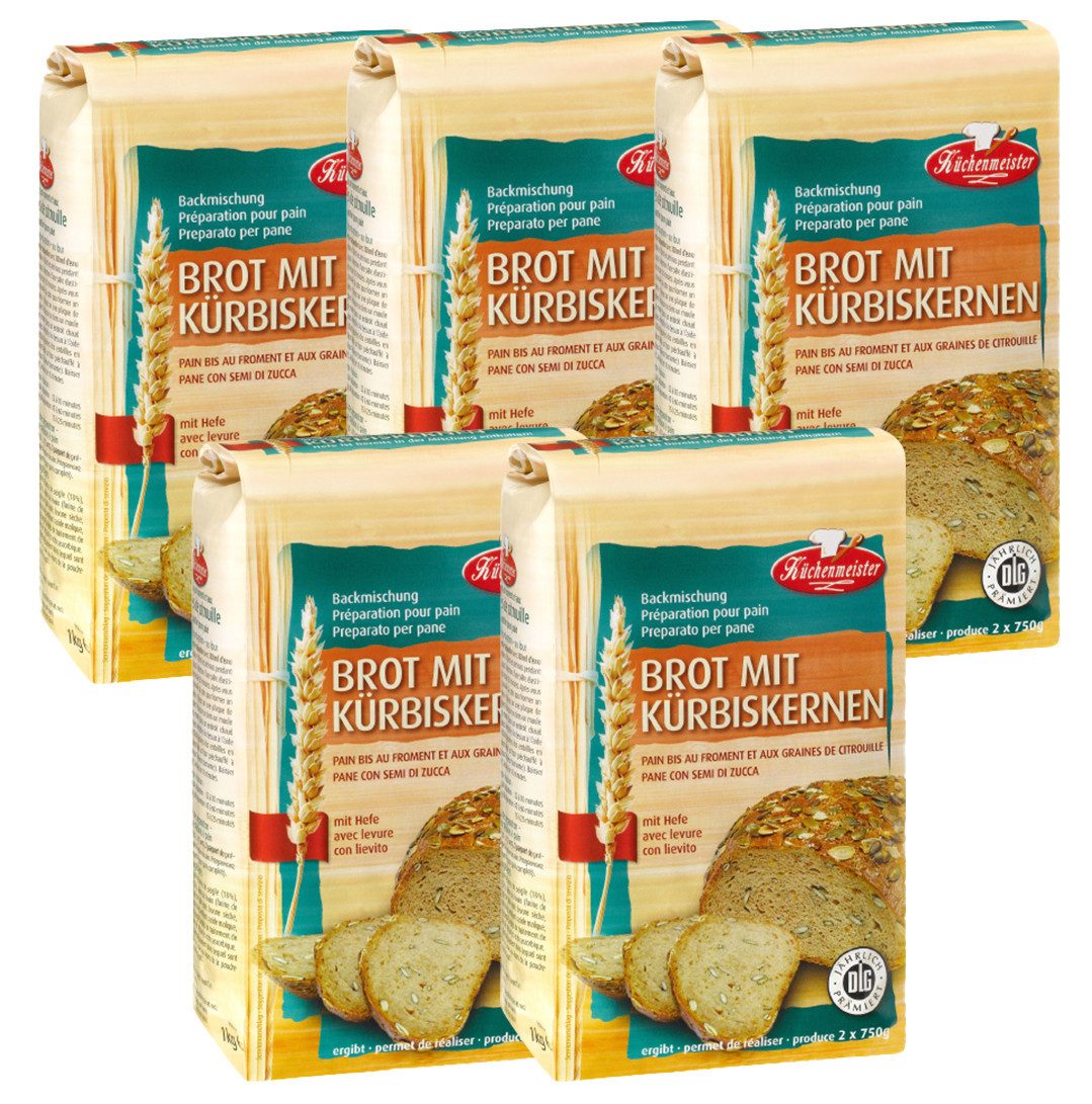 Bielmeier Backmischung Kürbiskernbrot 5 Stück á 1000 g Küchenmeister, 1 x 5000 g, (5x 1000g), Made in Baden-Württemberg (SET311004-5)