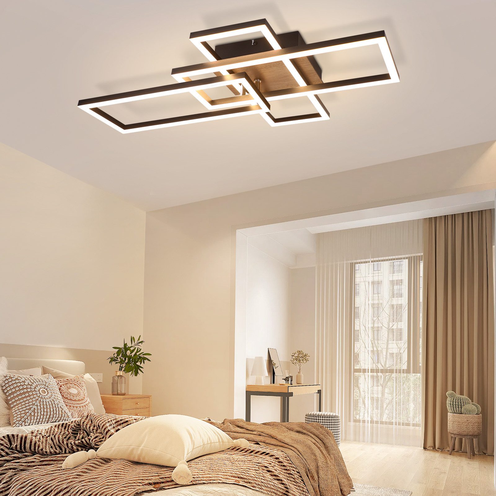 ZMH LED Deckenleuchte Wohnzimmer Schwarz 2/3 günstig online kaufen