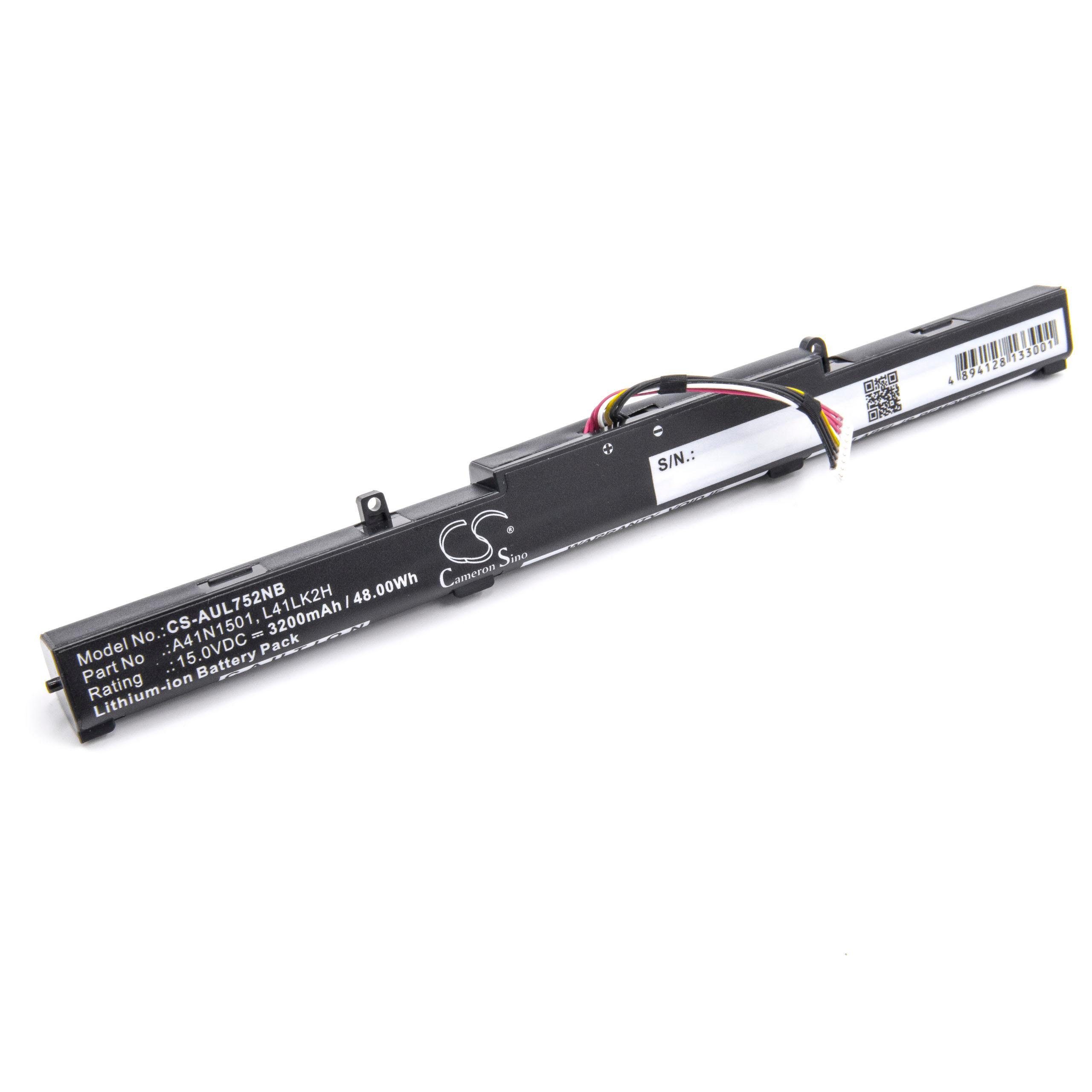 vhbw passend für Asus N552VX-FW027T, N552VX-FI249T, N552VX-FW038T, Laptop-Akku 3200 mAh