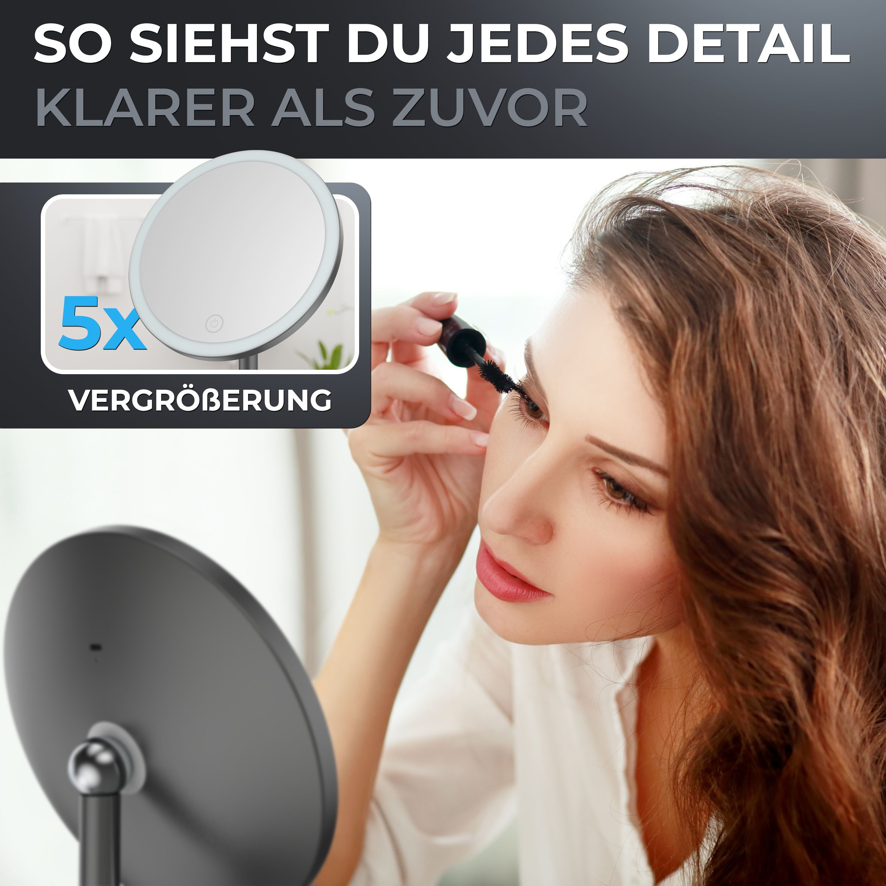 ovimar Kosmetikspiegel (1-St), aus Edelstahl in Gunmetal zur