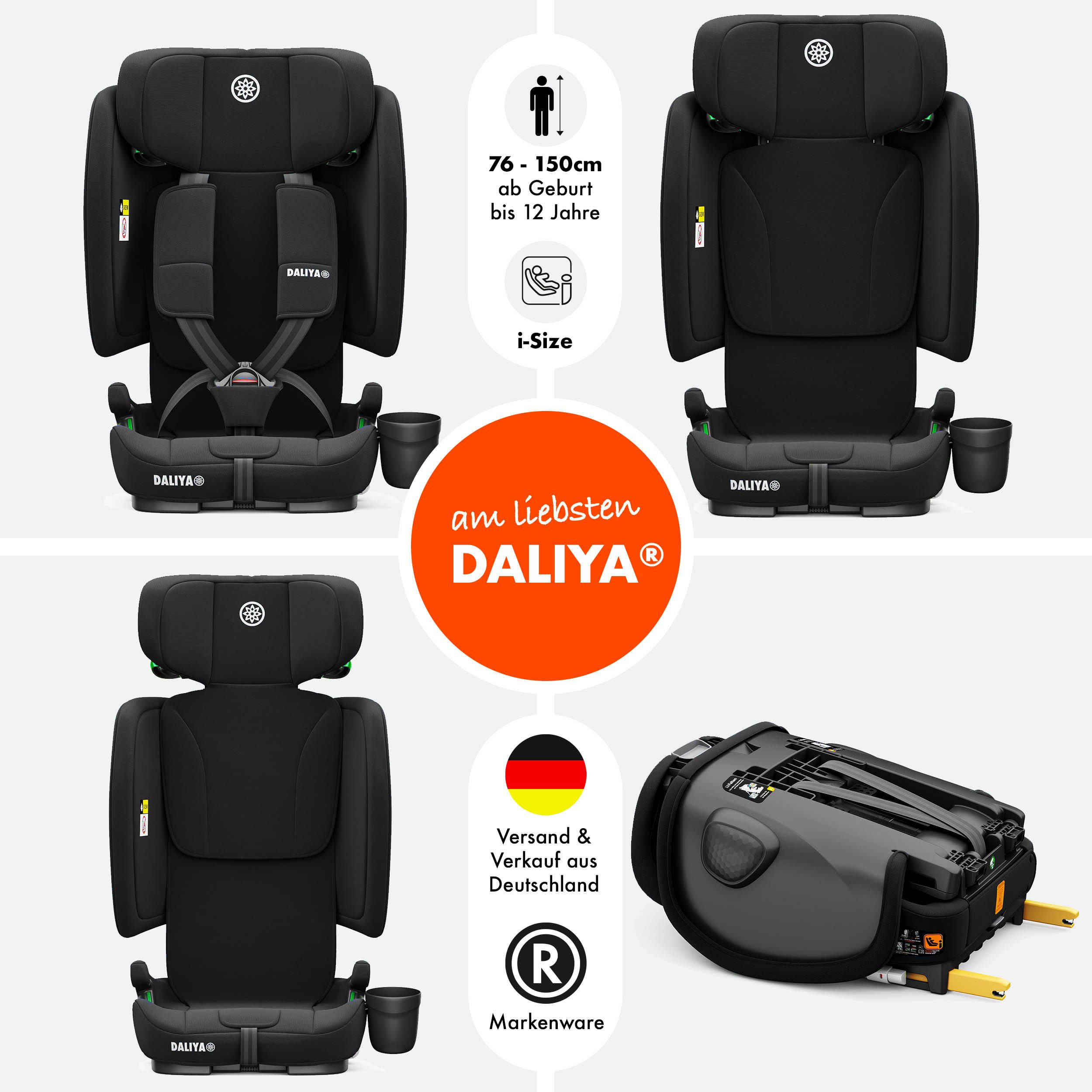 Daliya® Autokindersitz JOYMAX i-Size Auto-Kindersitz, ISOFIX, für Kinder 76-150 cm, 9-36 kg, ab: 1,5 Jahren, bis: 10 Jahre, ab: 76 cm, bis: 150 cm, (3-tlg), ISOFIX, Top Tether, faltbar, verstellbare Kopfstütze und Rückenlehne