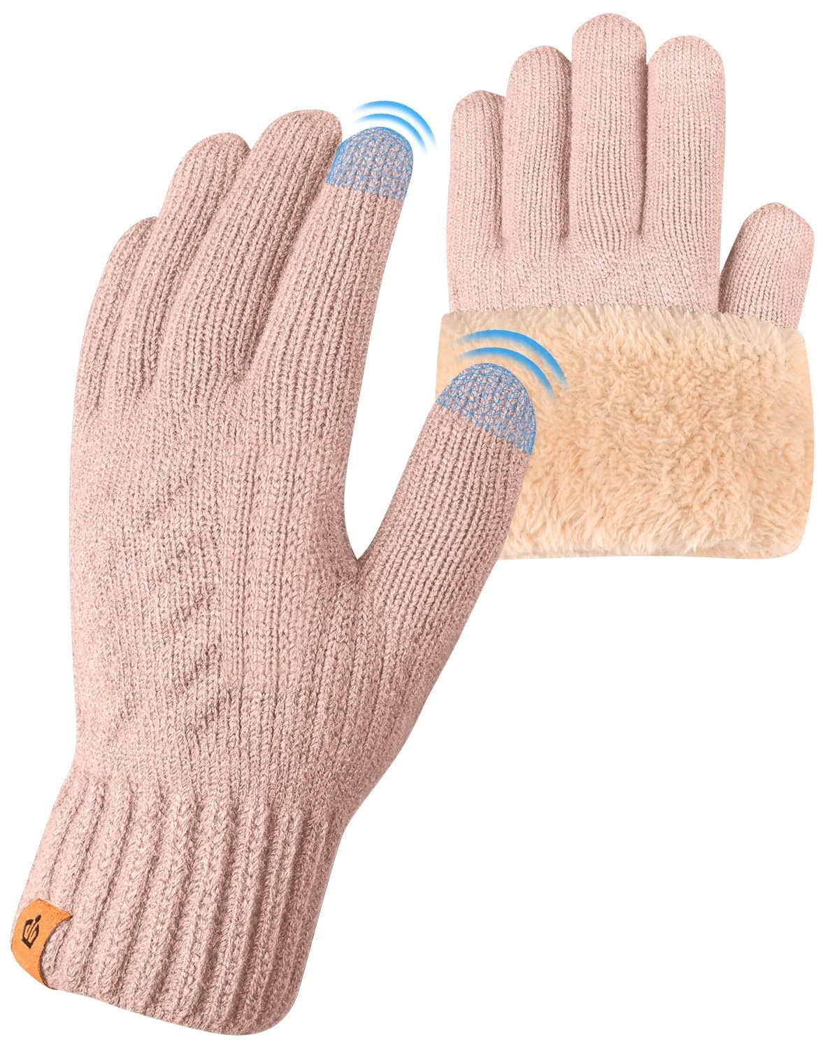 Coonoor Fleecehandschuhe Warme Winterhandschuhe Fleece Strickhandschuhe Touchscreen Thermo (für Herren Damen Weihnachten und Neujahr Geschenkideen) für Outdoor Sport Laufen Radfahren Freizeit ski reithandschuhe