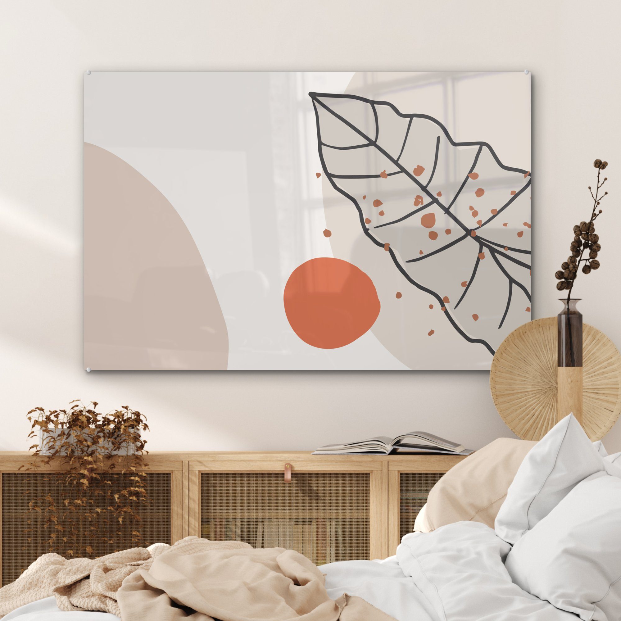 Sommer MuchoWow - (1 Acrylglasbild Blatt, Wohnzimmer Orange Schlafzimmer - Acrylglasbilder & St),