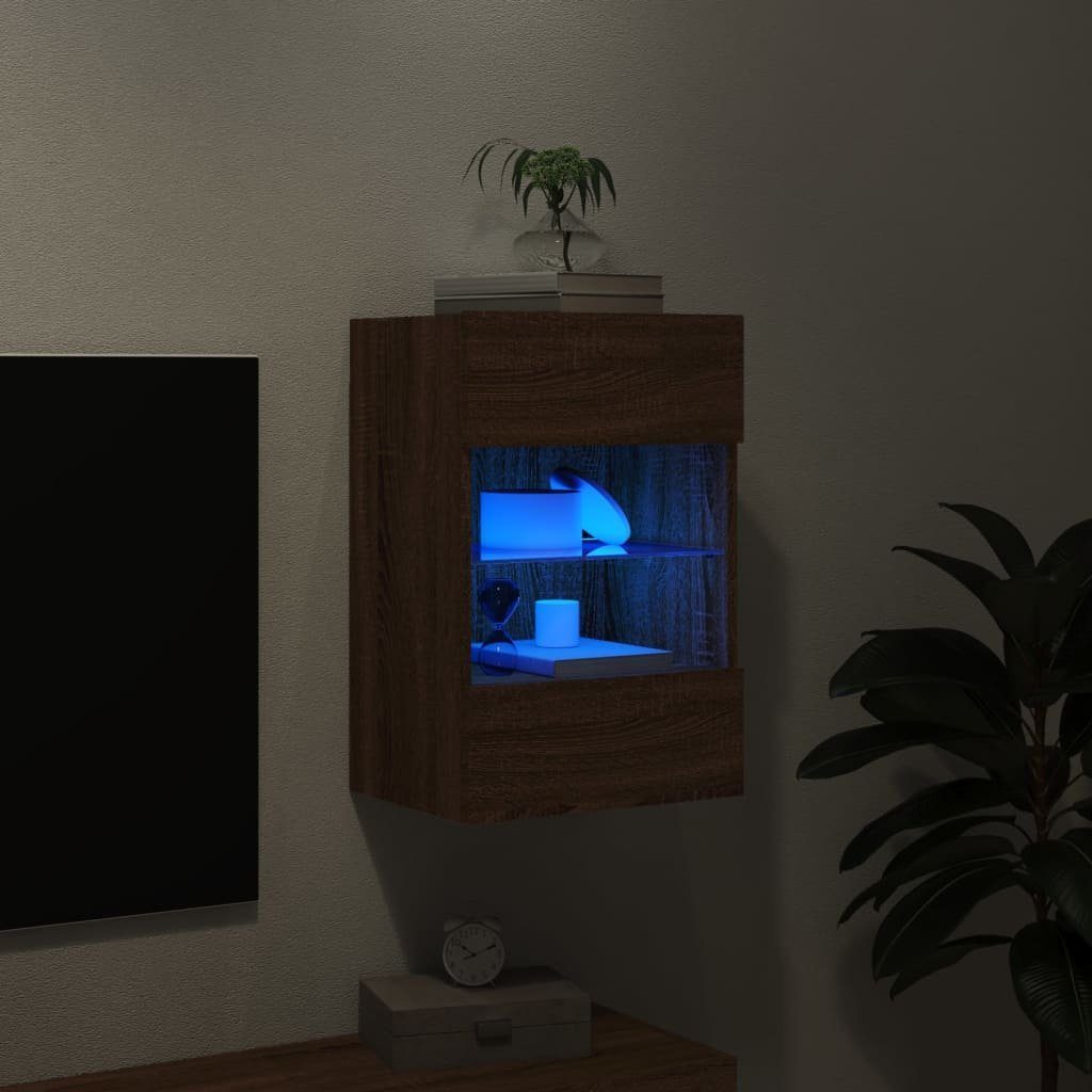 vidaXL TV-Wand TV-Wandschrank mit LED-Leuchten Braun Eichen-Optik 40x30x60,5cm, (1-St)