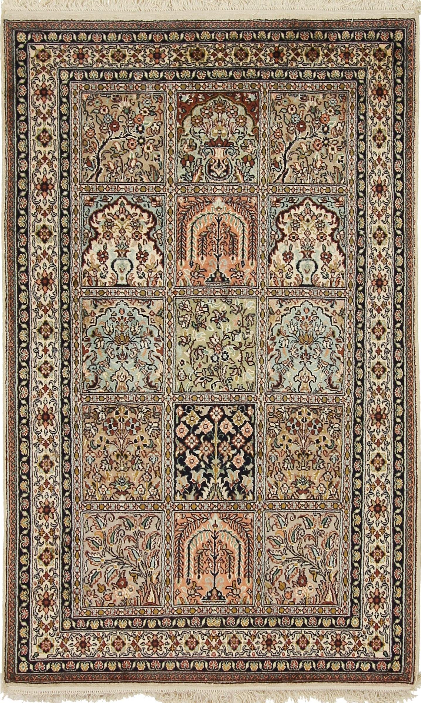Orientteppich Orientteppich Kaschmir Seide 151x92 Handgewebter Teppich,  Nain Trading, Höhe: 0.4 mm