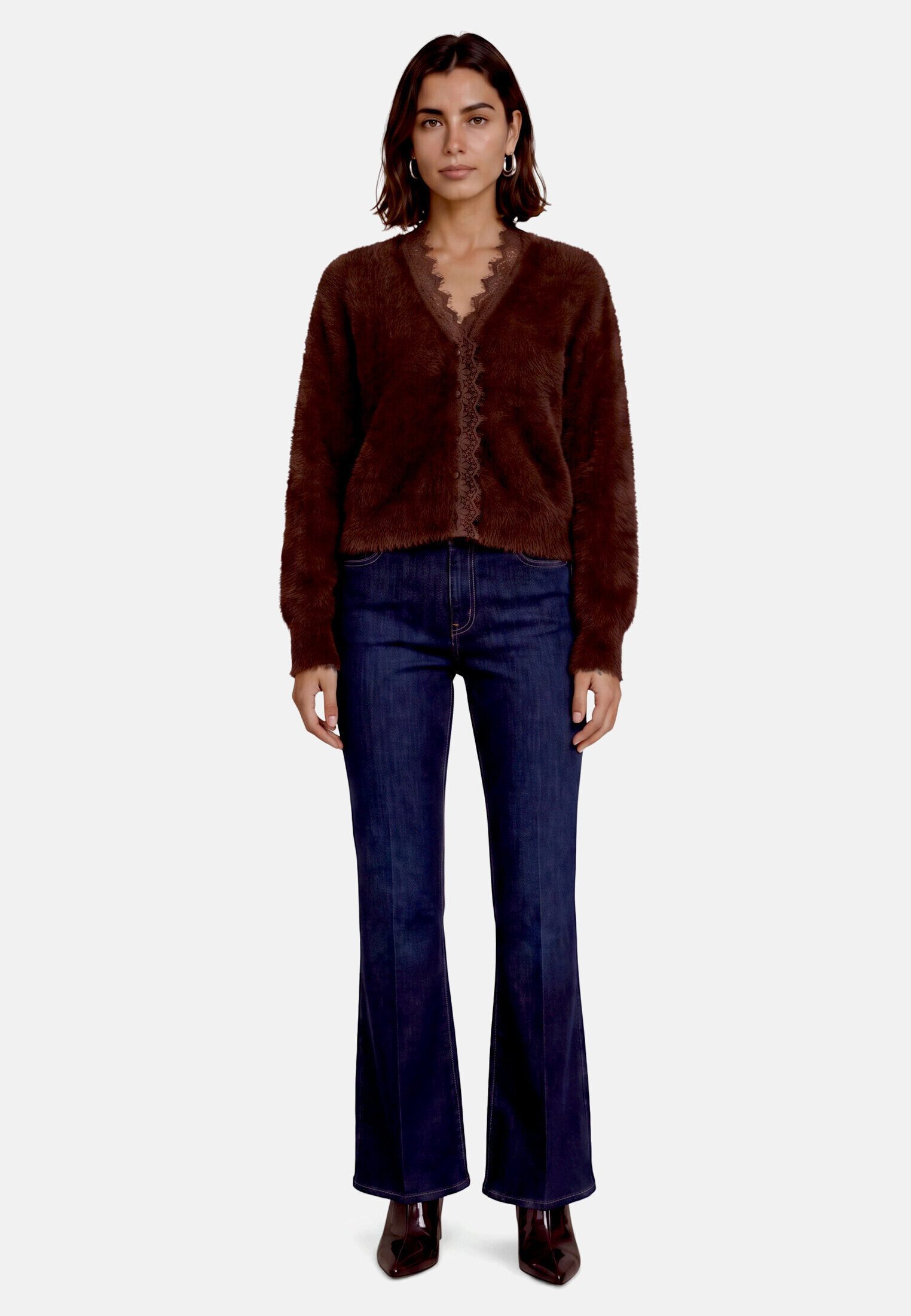 Zero Strickpullover Damen mit Spitze (1-tlg) Spitze