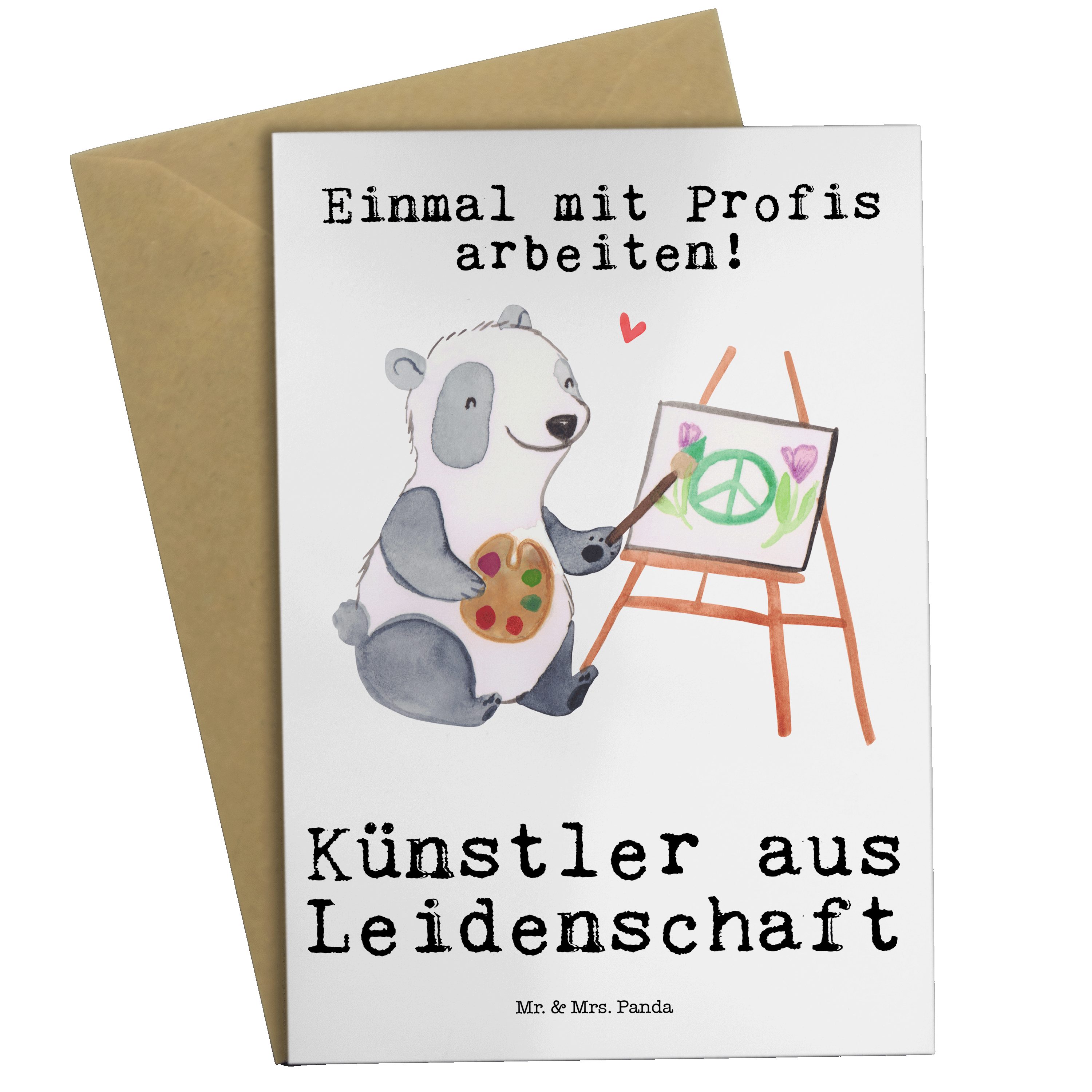 Mr. & Mrs. Panda Grußkarte Künstler Leidenschaft - Weiß - Geschenk, Kunstmaler, Kunstschule, Gal, Hochglänzende Veredelung