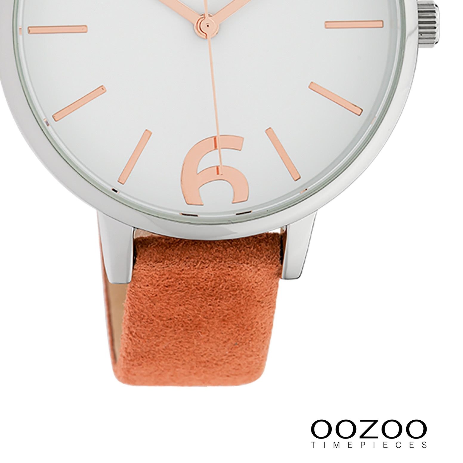 OOZOO Quarzuhr Oozoo Damen Armbanduhr Timepieces Analog, (Analoguhr), Damenuhr rund, groß (ca. 42mm), Lederarmband braun, Fashion
