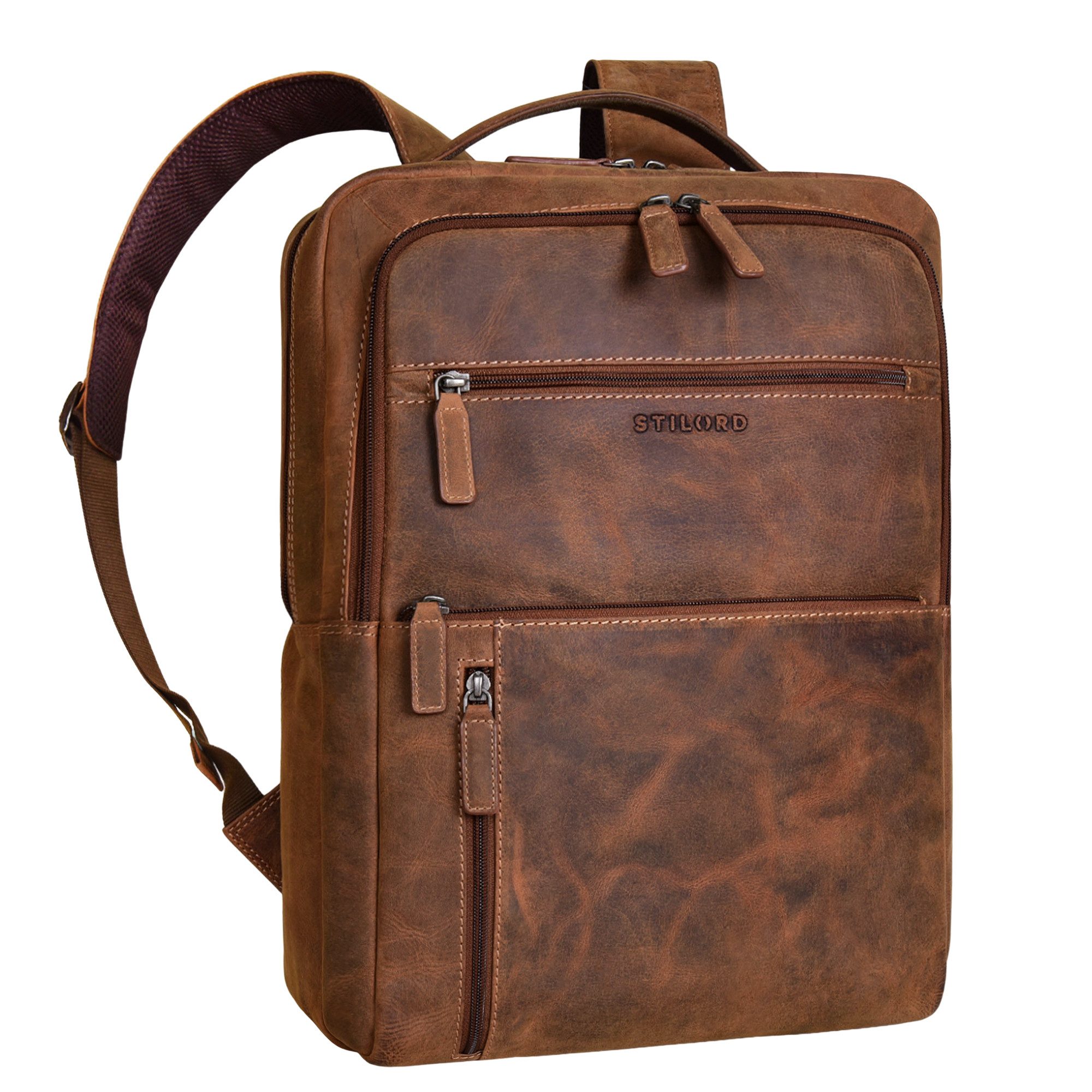 Notebook-Rucksack "Brad" Business Leder Laptoprucksack 15,6 Zoll Herren und Damen Groß