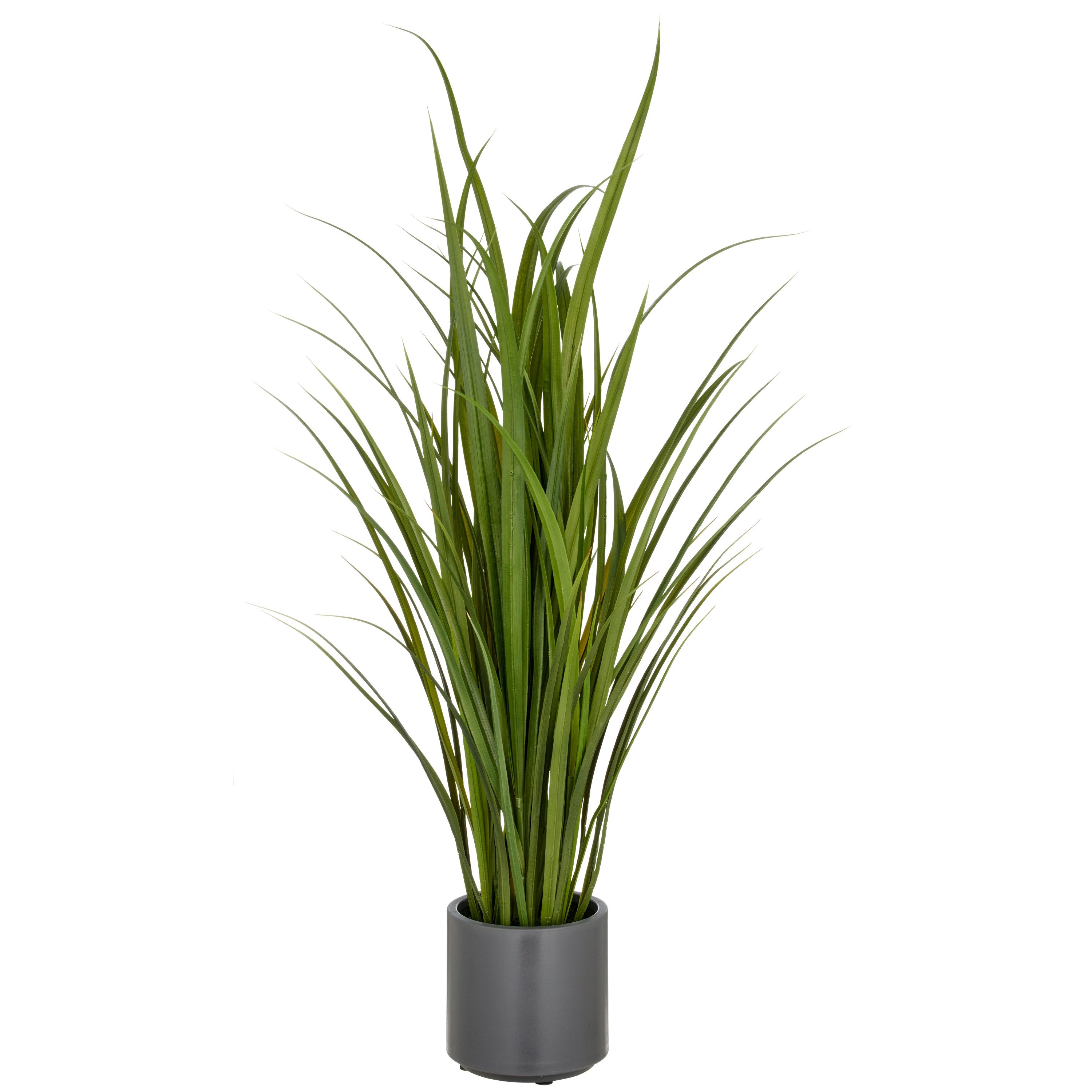 Kunstgras Kunstgras Grasbusch Miscanthus in elegantem grauen Topf, Dahlia Studios