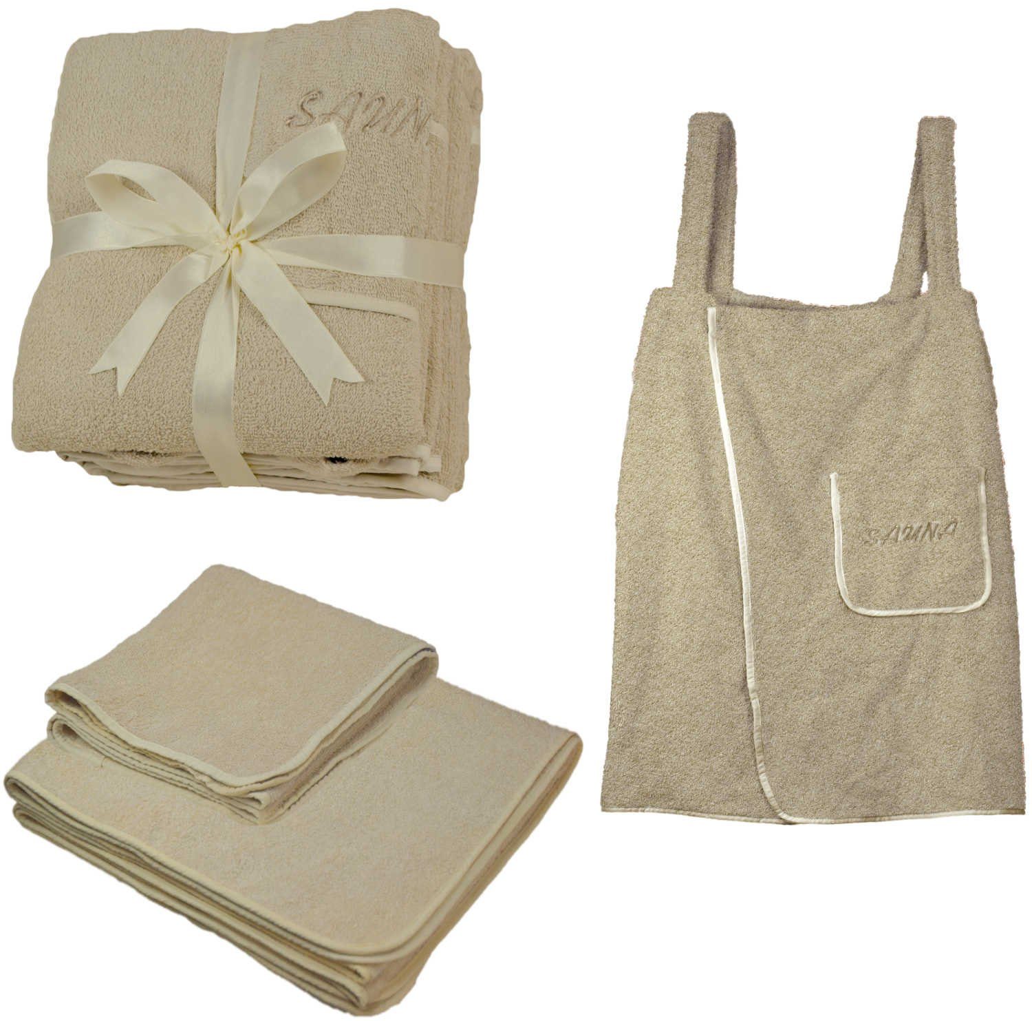 EXKLUSIV HEIMTEXTIL Saunatuch Sauna Set 3-Teilig günstig online kaufen