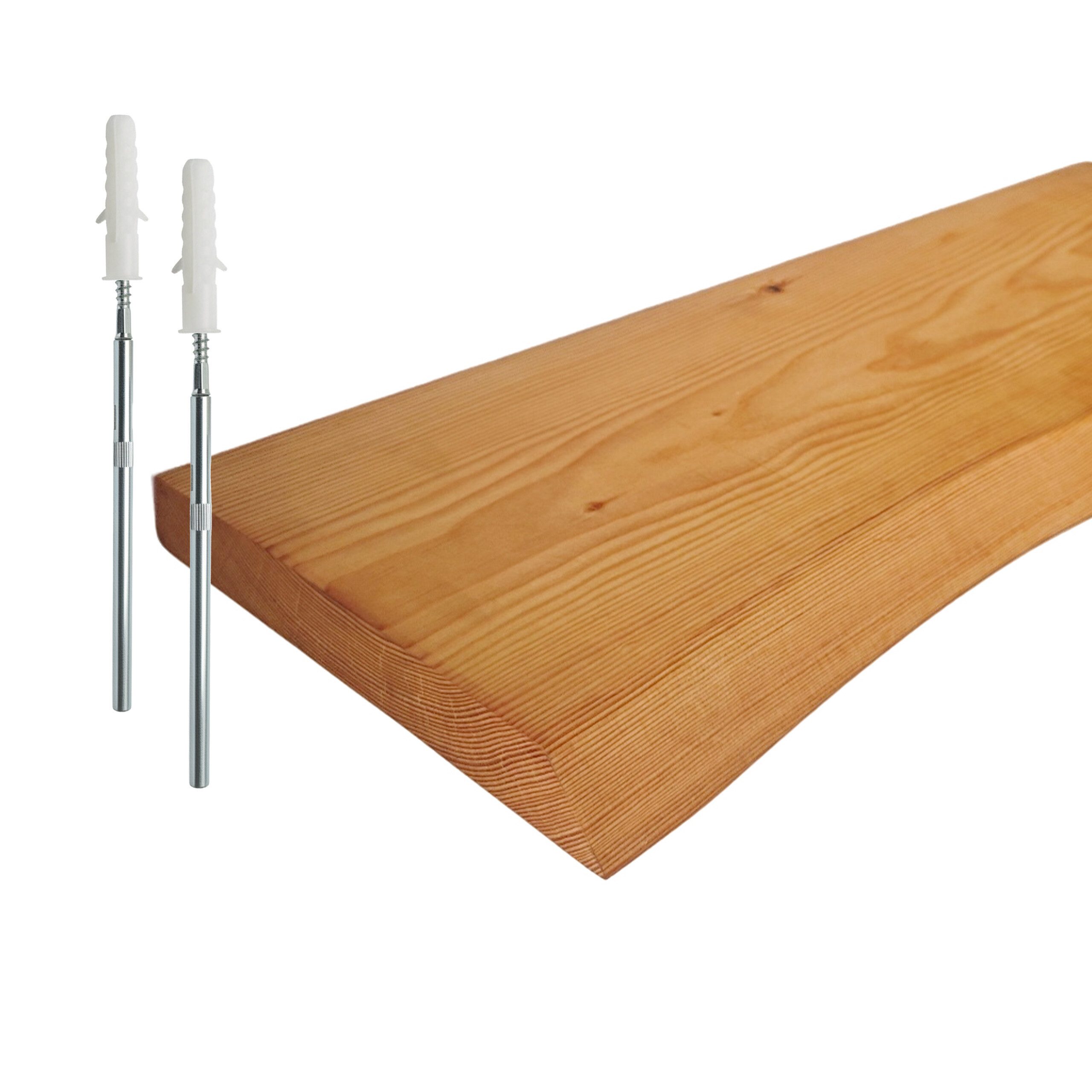 relaxdays Wandregal Massivholz Baumkante, 1-tlg., natur, 60 cm