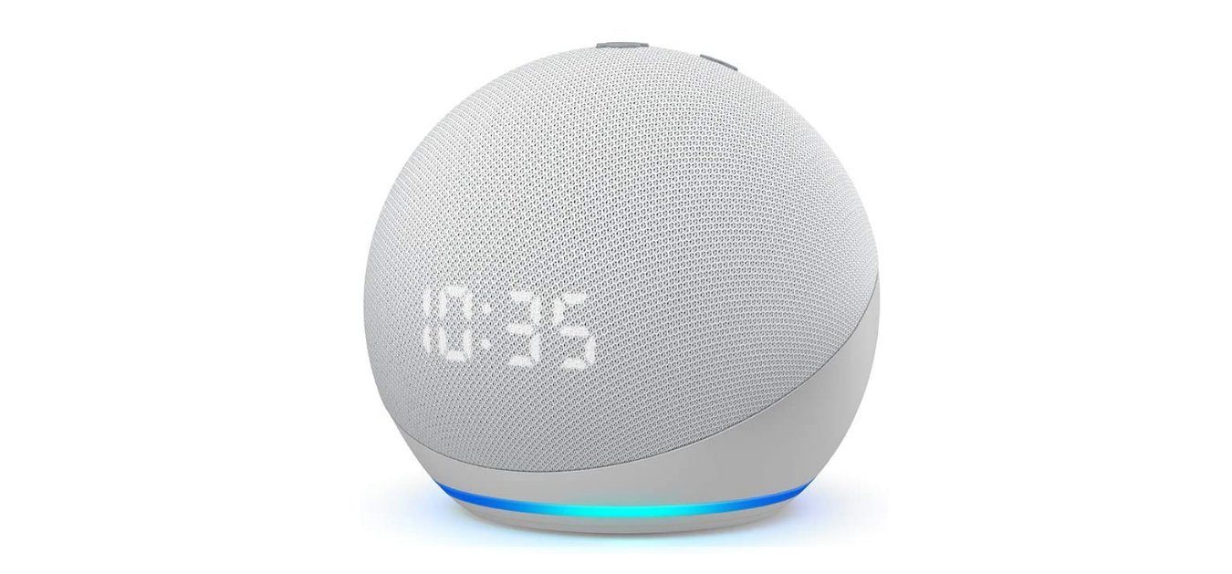 Amazon Echo Dot mit Uhr (4.Generation) weiß Sprachgesteuerter Lautsprecher