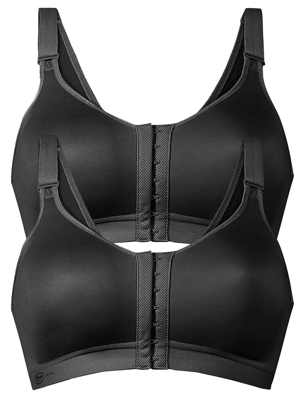 Anita Active Set: Sport-BH Sport BH mit Vorderverschluss Frontline Open (Spar-Set, 2-tlg) Stützfunktion Schwarz