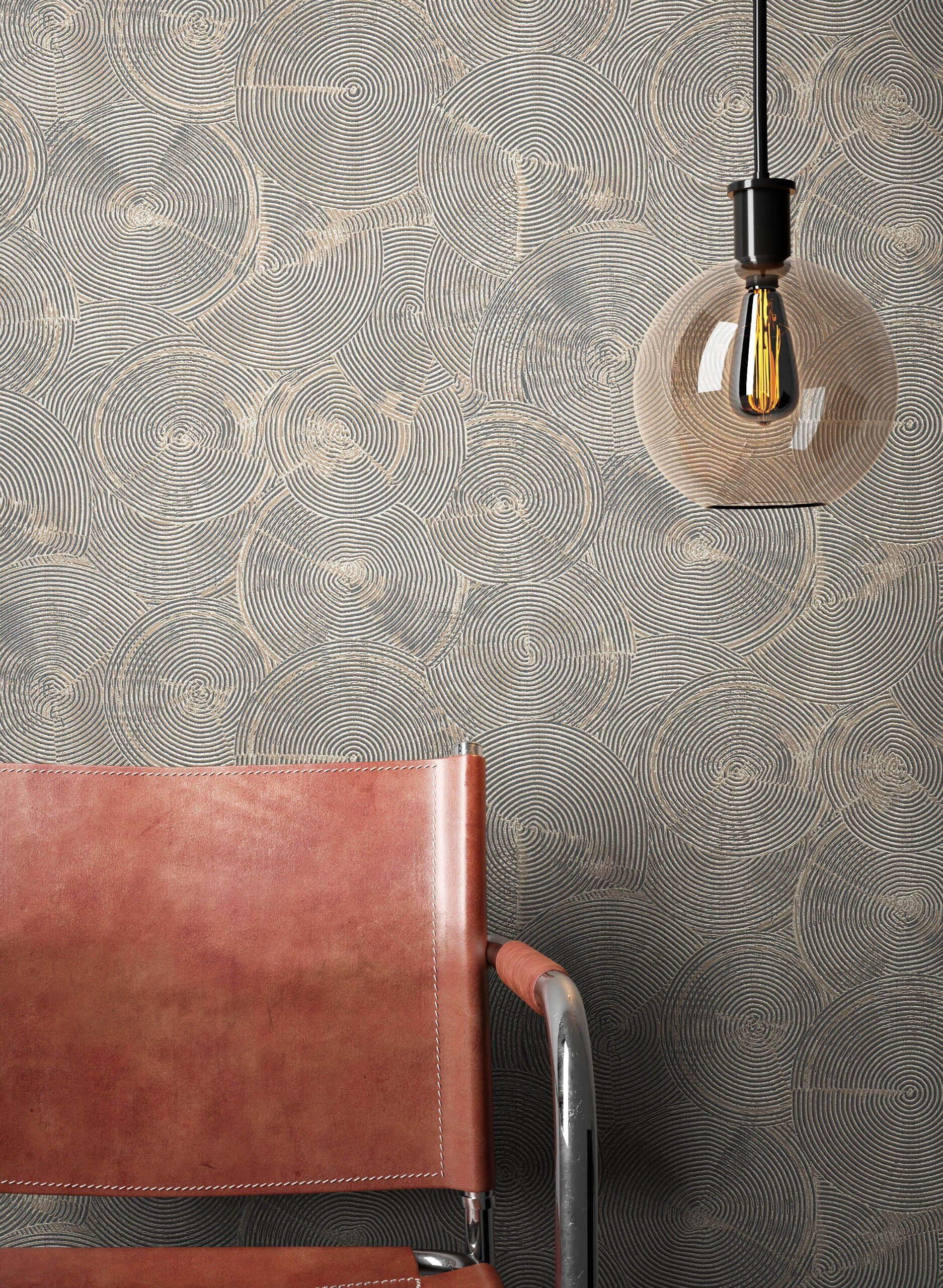 Newroom Vliestapete, Braun Tapete Ethno Glänzend - Mustertapete Metallic Sc günstig online kaufen