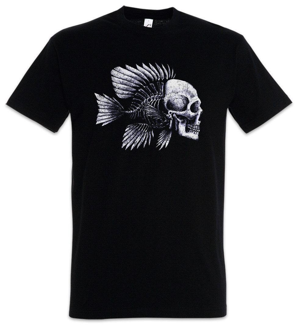 Urban Backwoods Print-Shirt Fish Skull Herren T-Shirt Skelett Fischskelett Fisch Fischen Angeln (1-tlg) Angel Angler Fluss See