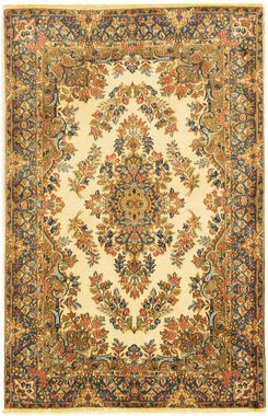 Wollteppich Rafsanjan Teppich handgeknüpft beige, morgenland, rechteckig, Höhe: 8 mm