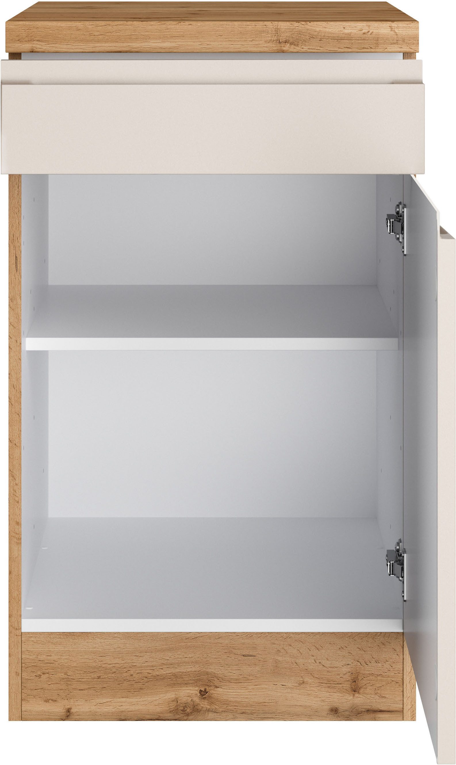 KOCHSTATION Unterschrank KS-Virginia,neu in verbesserter Ausführung (Stauraum, Softclose, mit CPL-Arbeitsplatte) Breite 50 cm, 1 Tür, 1 Schubkasten, Soft-Close- – Bild 5 von 5
