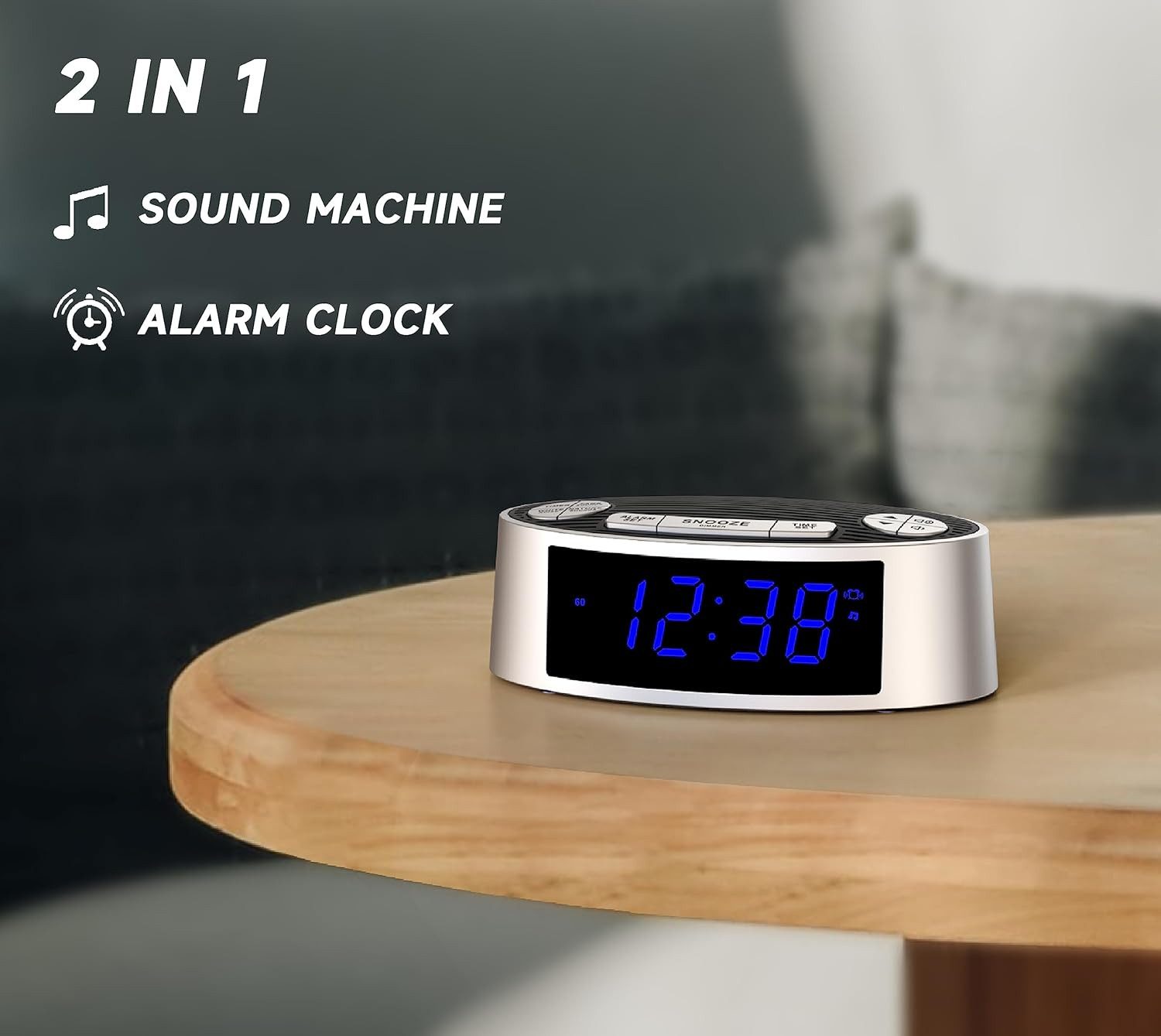 iTOMA Wecker White Noise Soundmaschine mit Wecker, 20 Sounds, Vibration & Snooze 20 Sounds, Wecker mit Vibration, Memory-Funktion, Timer 30–120 Min