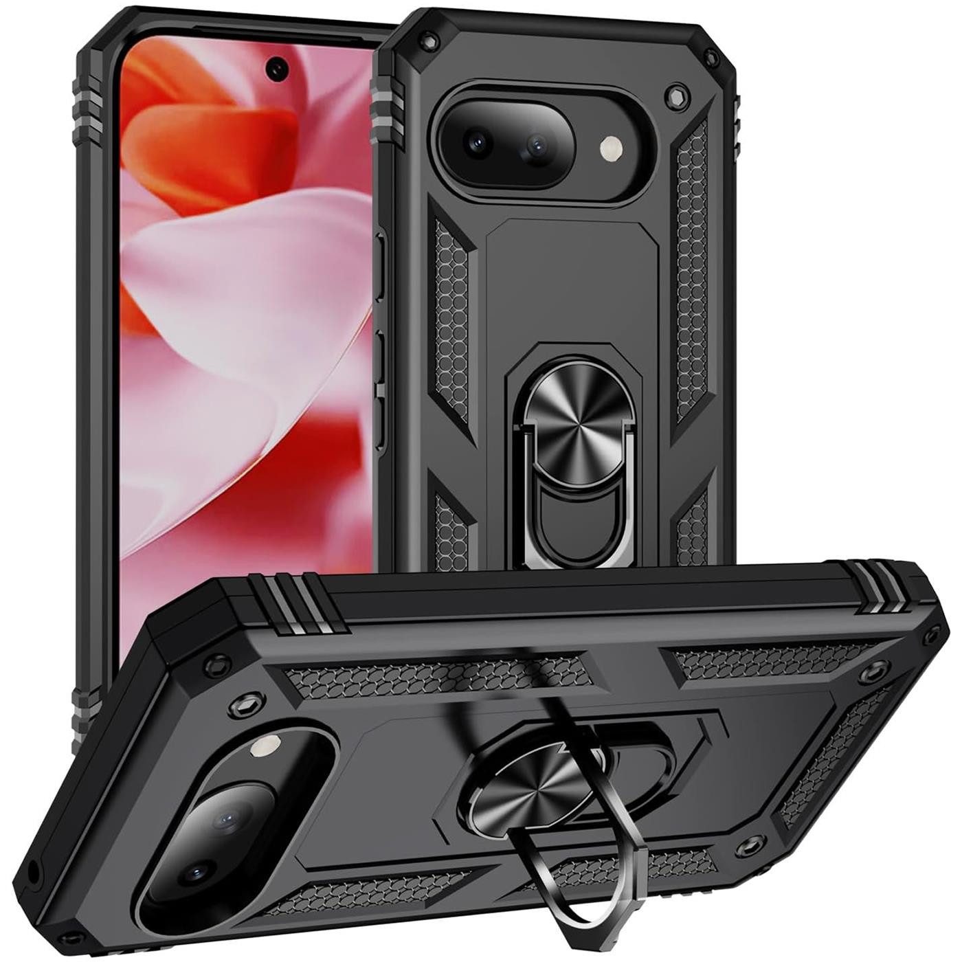 CoolGadget Handyhülle Armor Shield Case für Google Pixel 9a 6,3 Zoll, Outdoor Cover Magnet Ringhalterung Handy Hülle für Pixel 9a