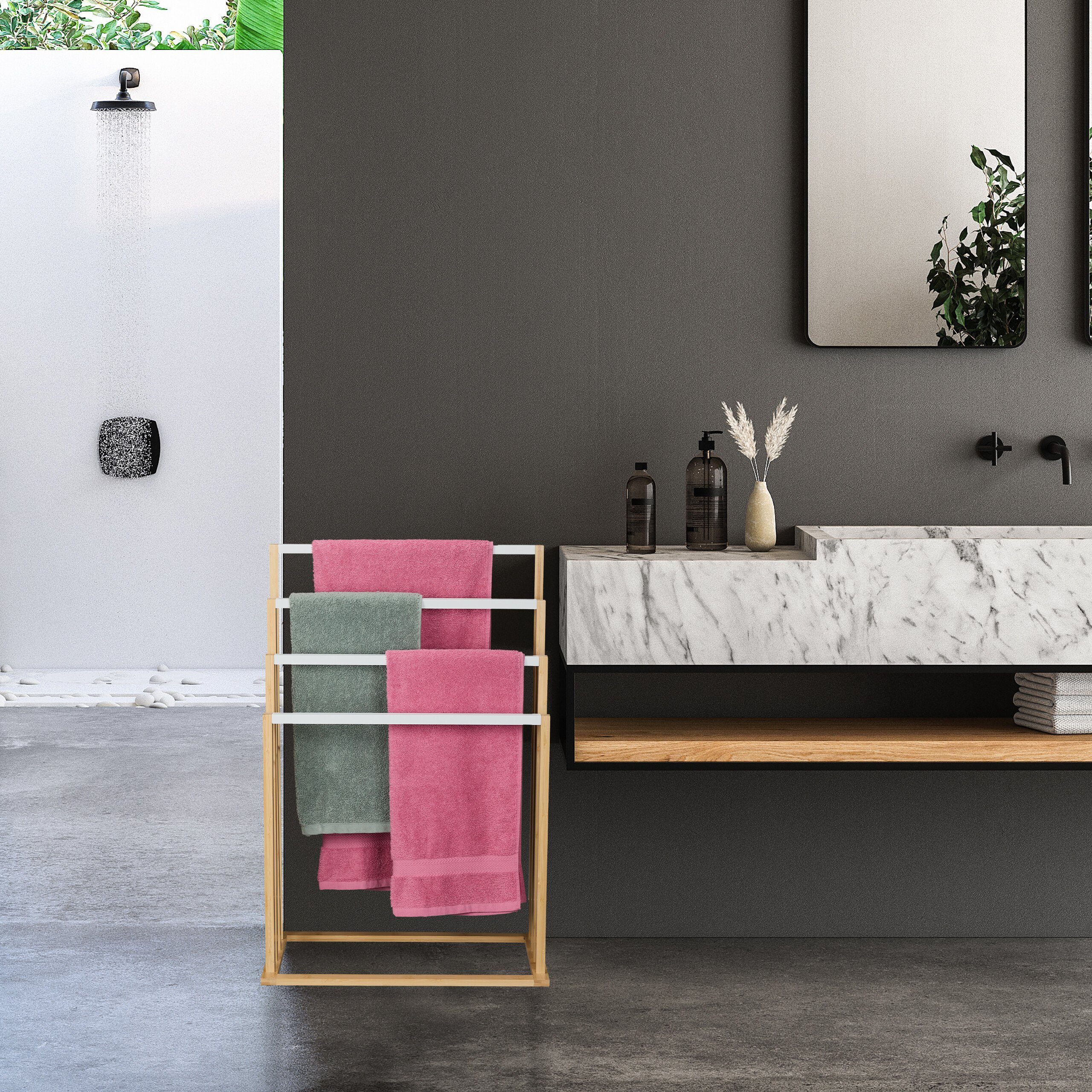 relaxdays Handtuchhalter Bambus Handtuchhalter günstig online kaufen