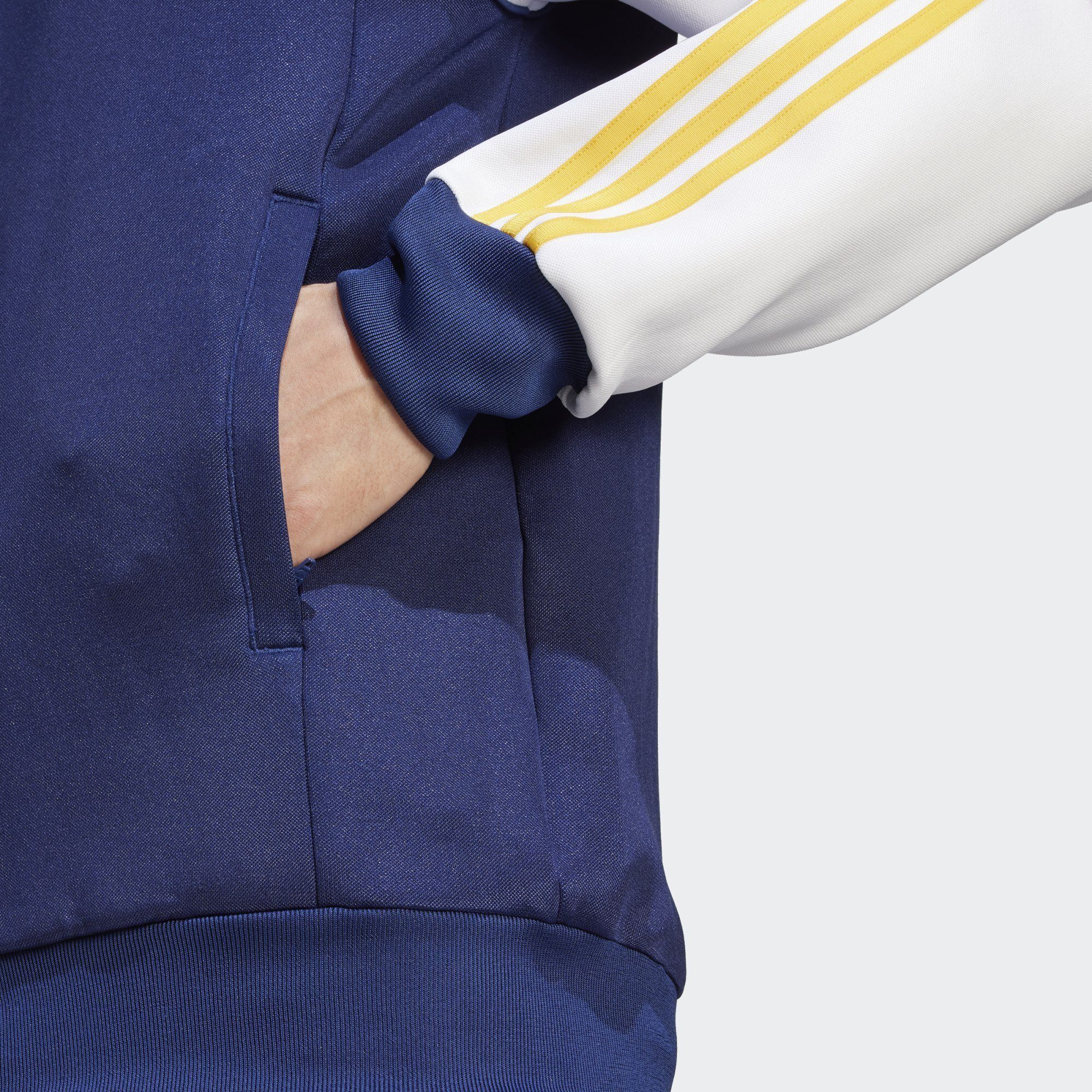 / adidas ORIGINALS S21 ADICOLOR Crew Blue SST Trainingsjacke Yellow / CLASSICS+ White Originals JACKE Dark