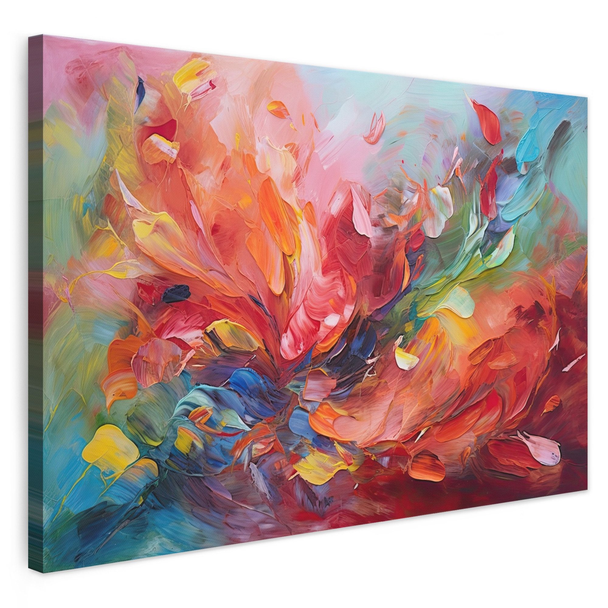 OneMillionCanvasses® Leinwandbild Ölfarbenoptik - Kunst - Abstrakt - Farbenfroh, Fotodruck (1 St), Wandbild XXL für Wohnzimmer Küche 120x80 cm