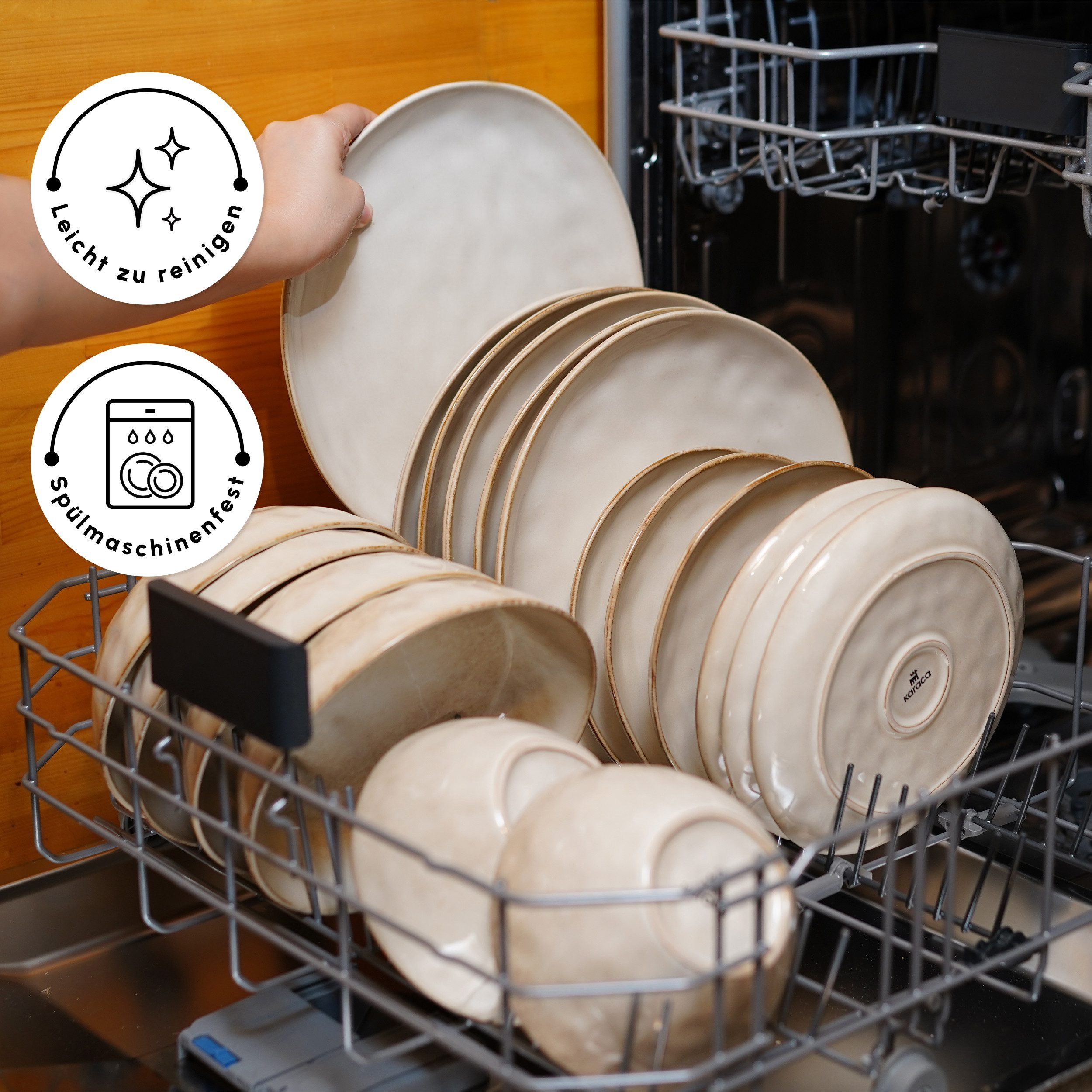 Karaca Geschirr-Set Karaca Aria Beige 24-teiliges Geschirrset für 6 Personen, Teller Set