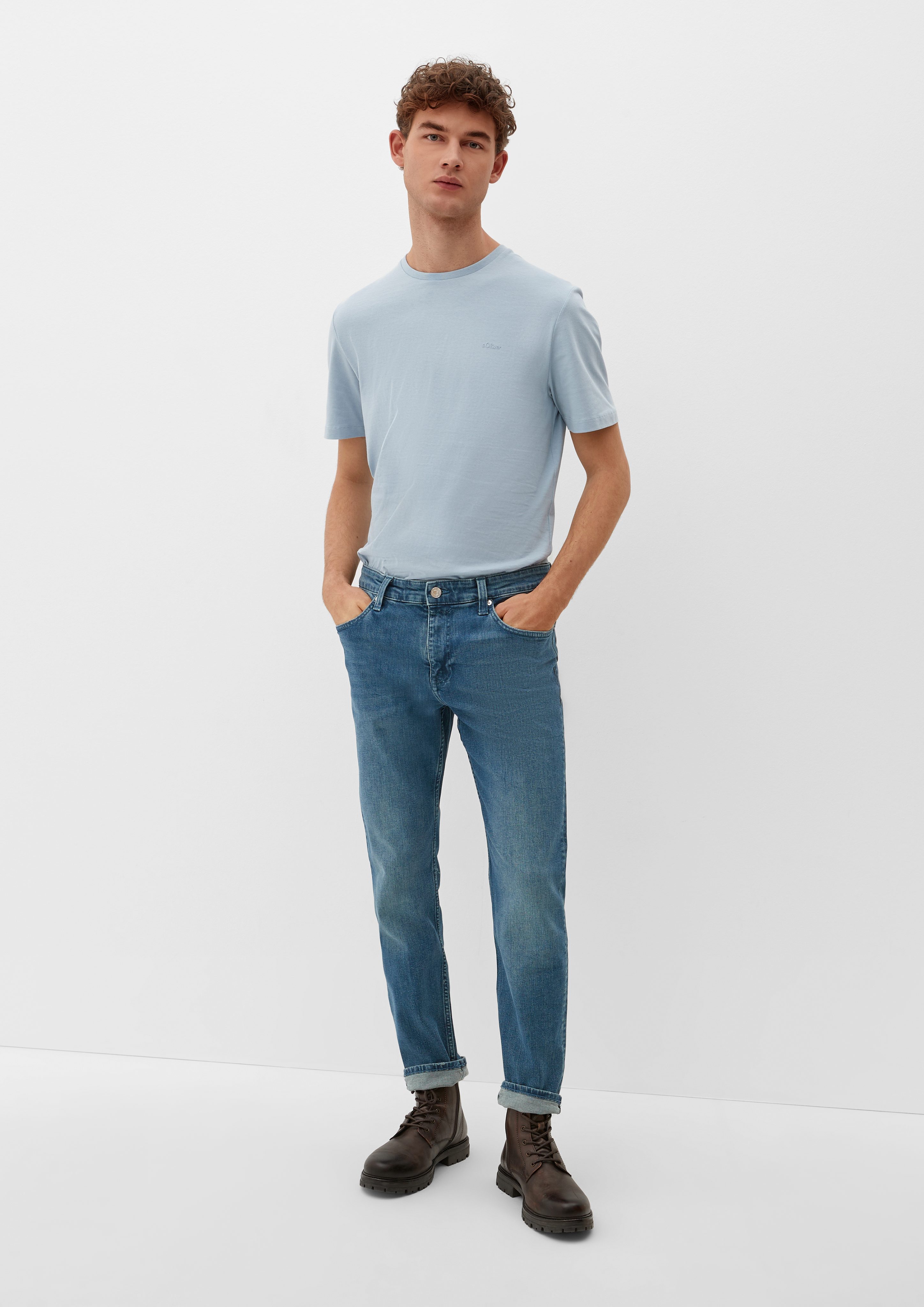 s.Oliver Stoffhose Jeans / Regular Fit / High Rise / Slim Leg Waschung blau