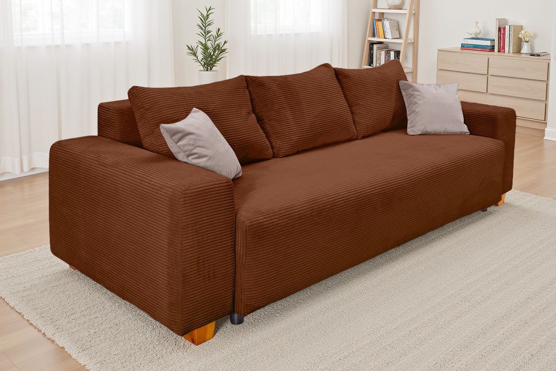 COLLECTION AB Schlafsofa Yves, B: 243 cm, Liegefl. 142x194 cm, Bettfunktion, Bettkasten & 2 Zierkissen, Federkern