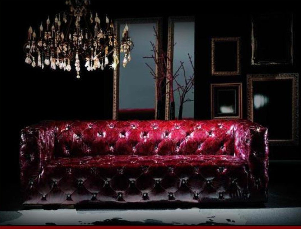 JVmoebel Chesterfield-Sofa Bordo Ledersofa mit hochwertiger Polsterung und eleganter Form, Packung, Made in Europa