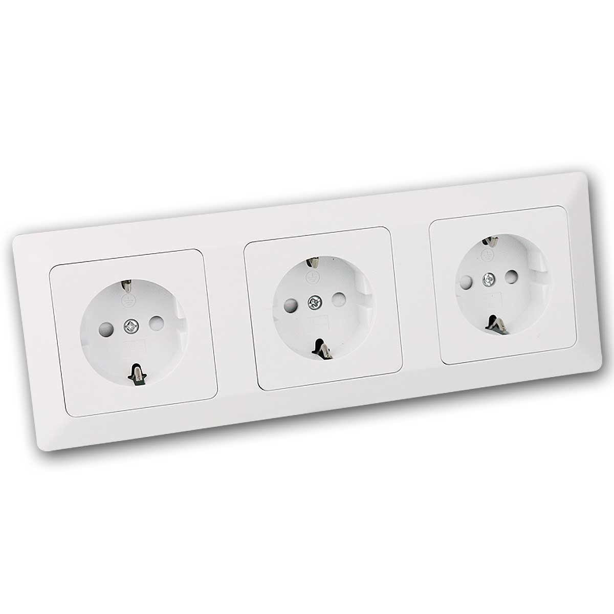ChiliTec Unterputz-Steckdose MILOS Dreifach-Steckdose, weiß matt, mit Rahmen UP