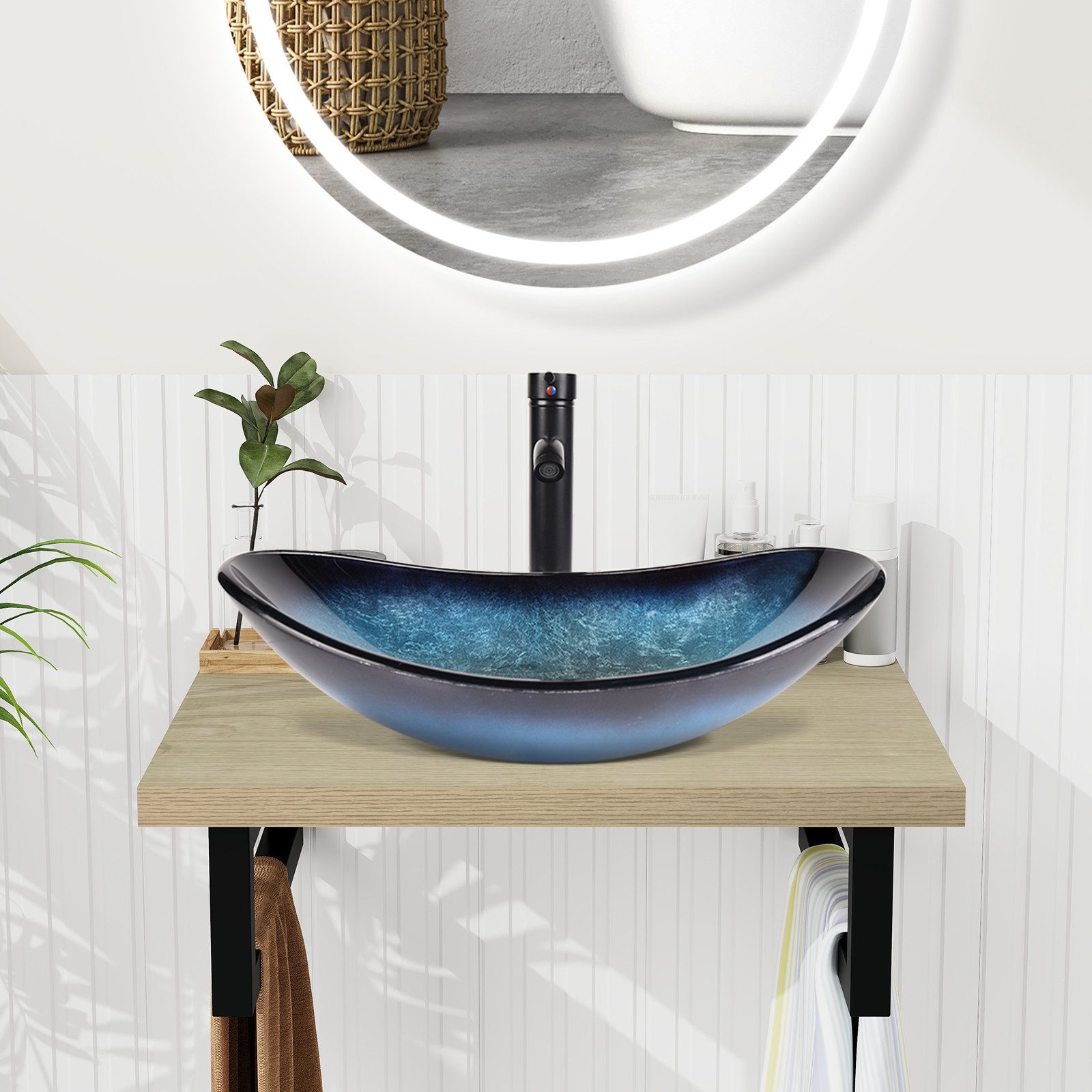 Puluomis Badmöbel-Set Badezimmerschrank Waschbeckenunterschrank Set, Wascht günstig online kaufen
