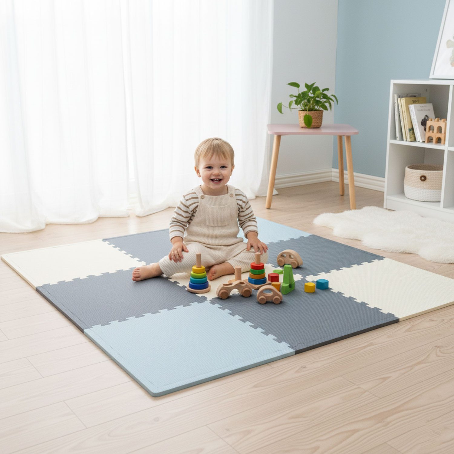 LittleTom Puzzlematte für Kinder 8 Teile Spielmatte 50 x 50cm Krabbelmatte fürs Kinderzimmer, (8-tlg), EVA-Schaum Spielunterlage - Puzzle Teppich - Bodenmatte Spielteppich