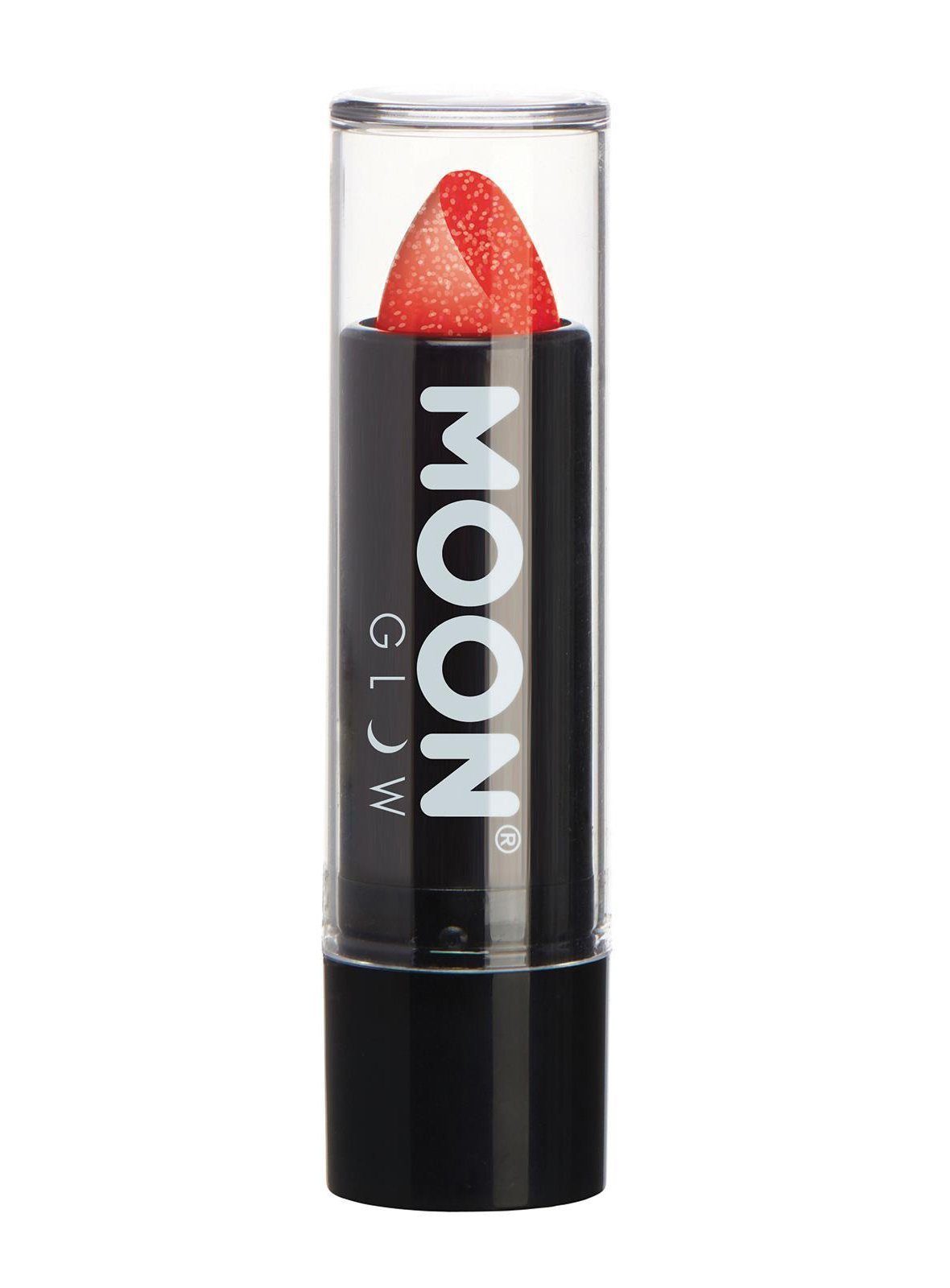 Smiffys Lippenstift Moon Glow Neon UV Glitzer Lippenstift rot, Glitzernder Neon-Lippenstift für einen aufregenden Look zu Fasching o