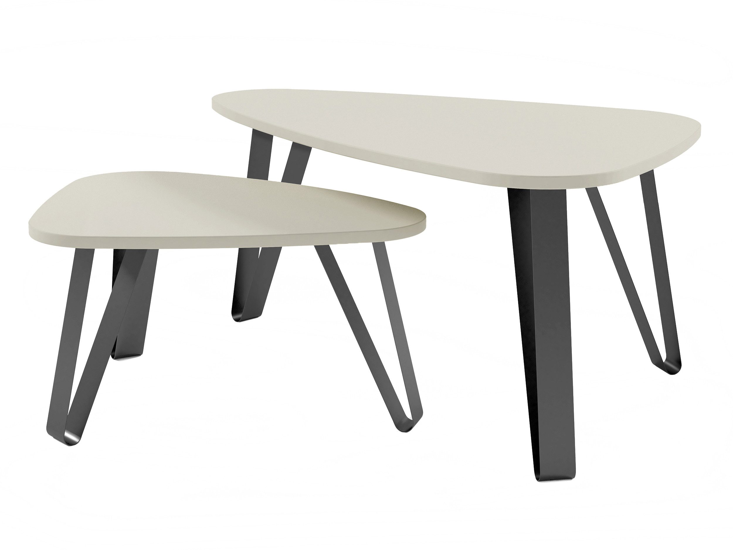 Beautysofa Couchtisch OVIO mit dreieckigen Tischplatten, modernes 2‑teiliges Set (moderner Tisch für Wohnzimme), Wohnzimmertisch in Kaschmir oder Schwarz