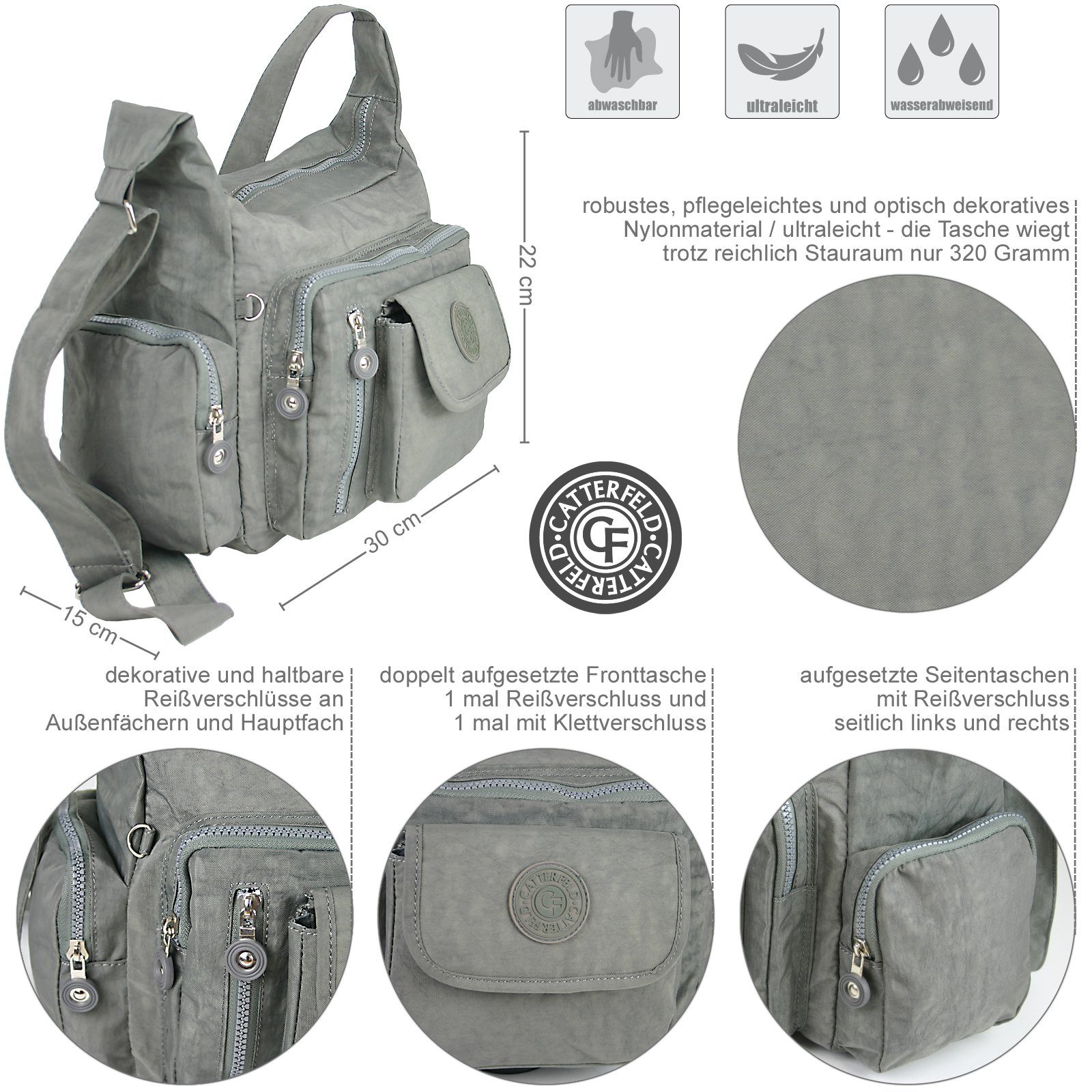 CF CATTERFELD Umhängetasche - Sehr leichte Damen Schultertasche - Nylon Fre günstig online kaufen