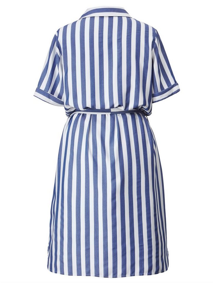 Sara Lindholm by HAPPYsize Kleid mit streckendem Streifendessin in blau