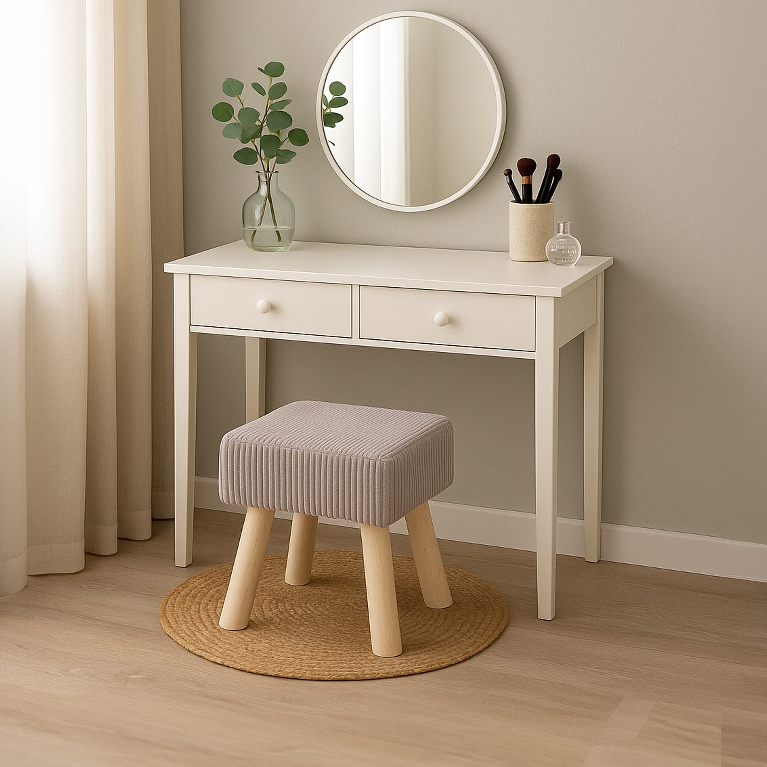 relaxdays Sitzhocker Hocker Cord, Hellgrau