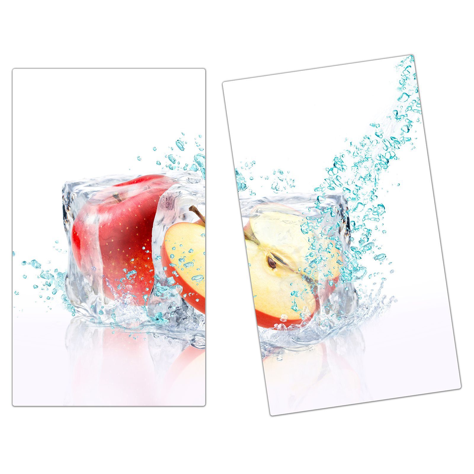Apfel aus Glas, Eiswürfelsplash, Primedeco in Spritzschutz Herdabdeckplatte tlg) Herd-Abdeckplatte Glas (2