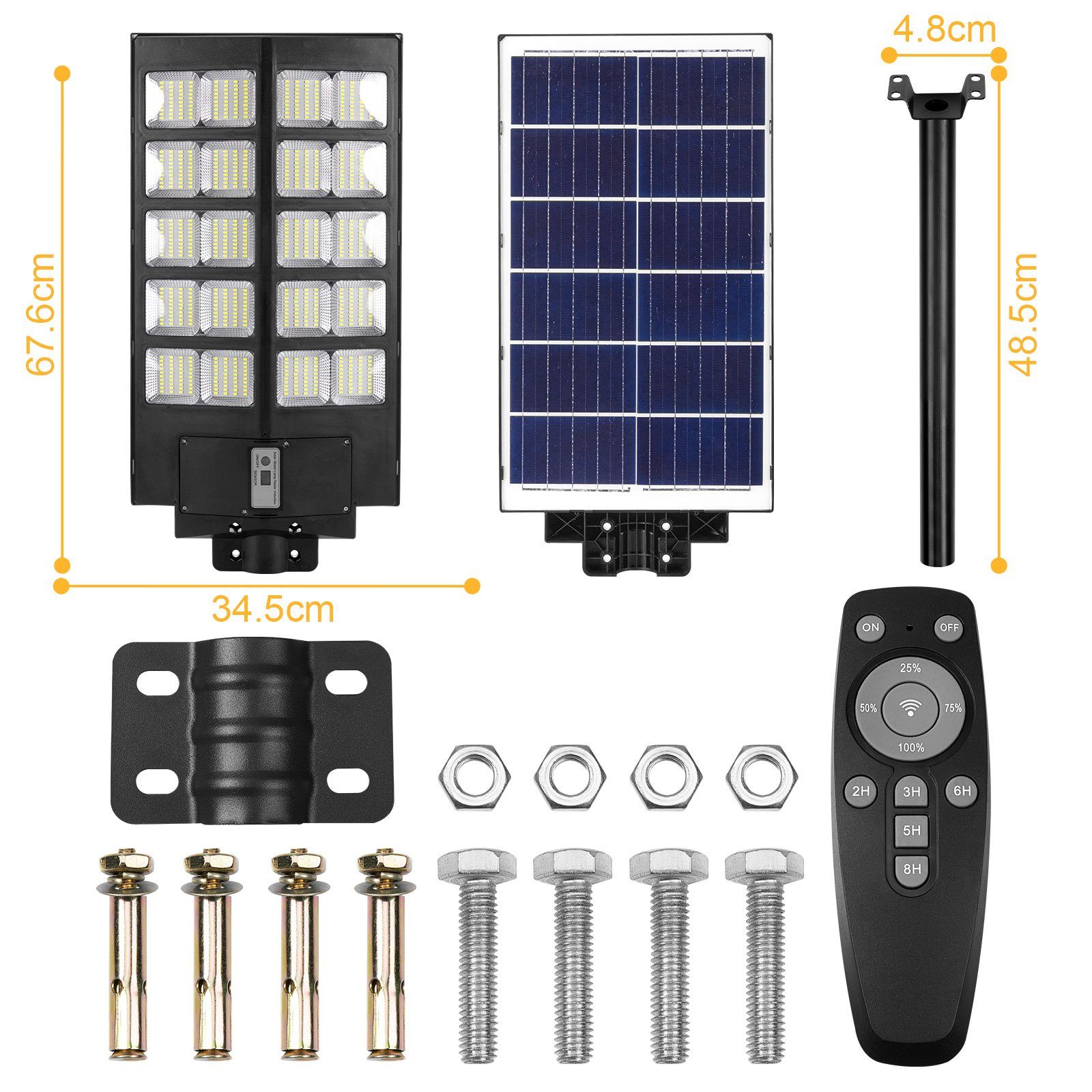 MUPOO LED Außen-Wandleuchte LED Solarlampen 40000-80000lm,LED Weiß Bewegungsmelder, LED Straßenlaterne,420/560/700pcsLED, Solar Dämmerung Feststehend IP65 Morgengrauen, zum mit LED Straßenlaterne,6500K Solar