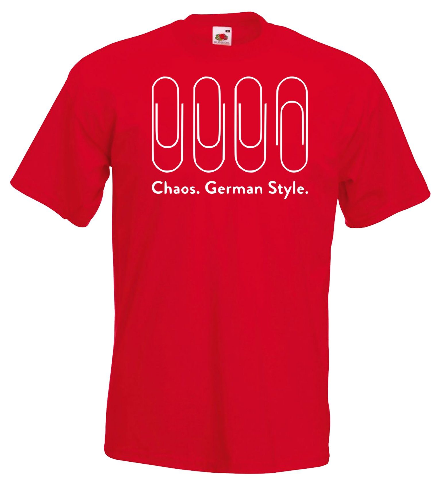 Youth Designz T-Shirt Chaos German Style Herren T-Shirt mit lustigen Frontprint Rot
