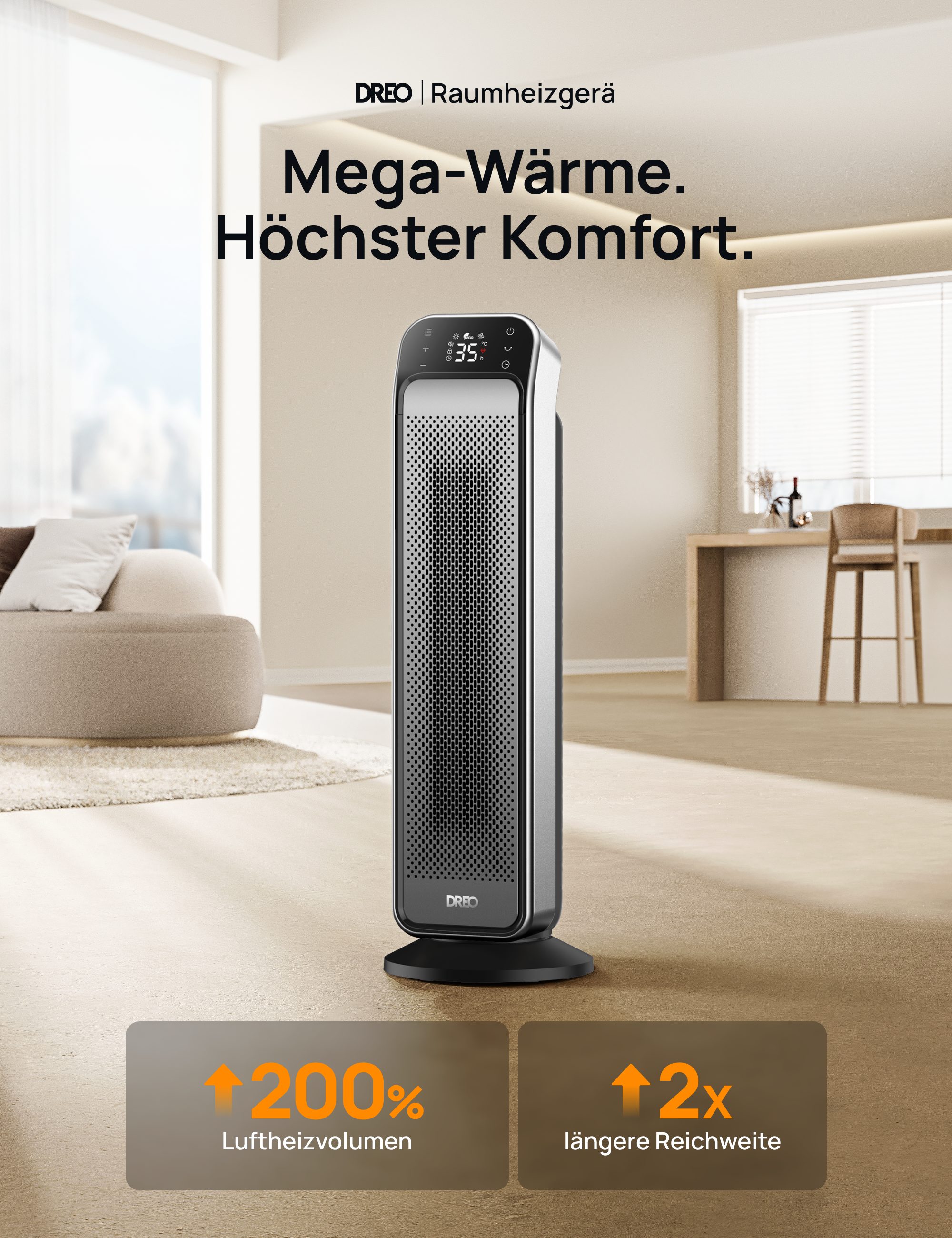 Dreo Heizlüfter Dreo HSH013,Platzheizung, Schnelle Leise günstig online kaufen