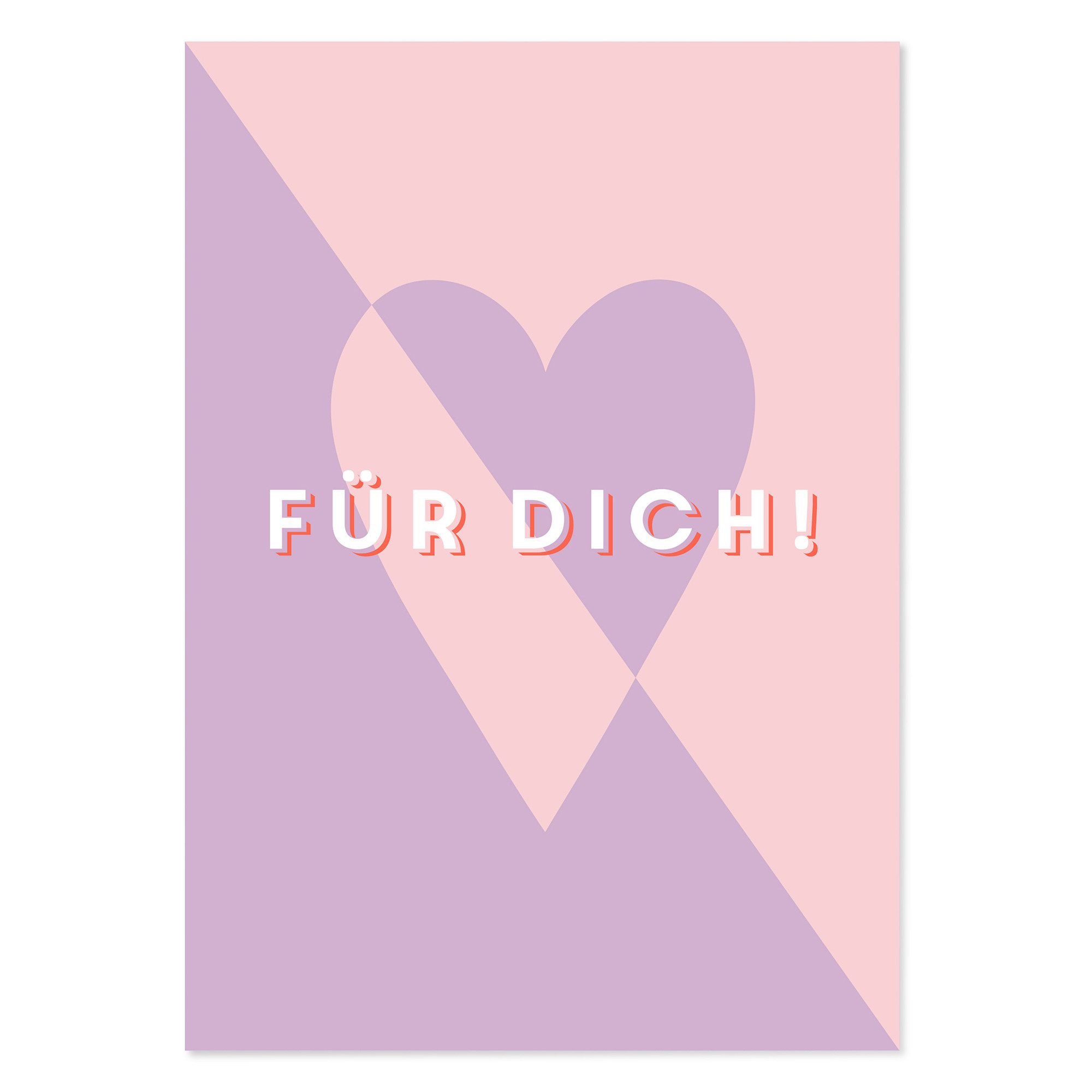 Bow & Hummingbird Valentinstagskarte Karte Valentinstag „Für dich!“ Herz Karte für Freundin und Partner, aus 100% Recyclingpapier