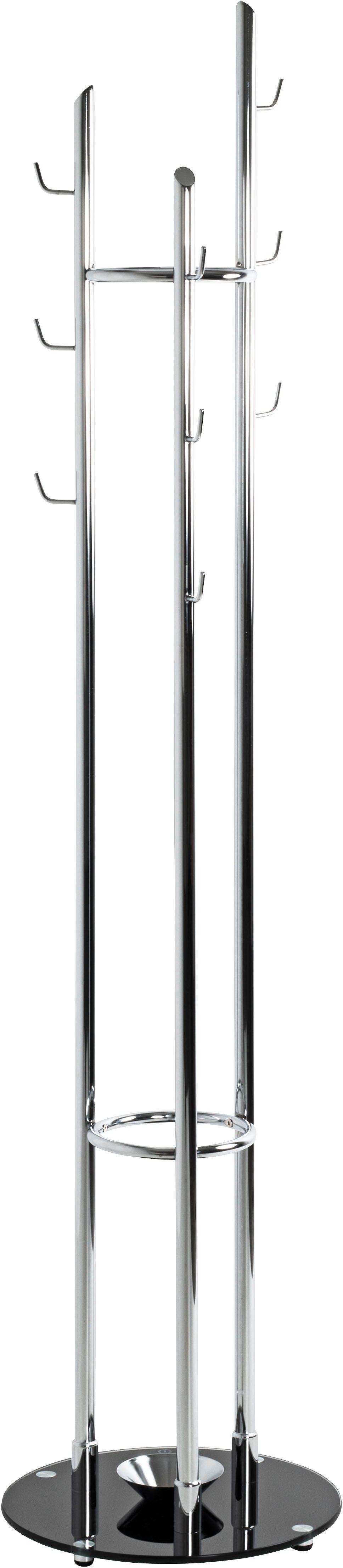 HAKU Garderobenständer Kleiderständer, Standgarderobe, quadratisch - aus Metall Silber - Ø/H 40/183 cm