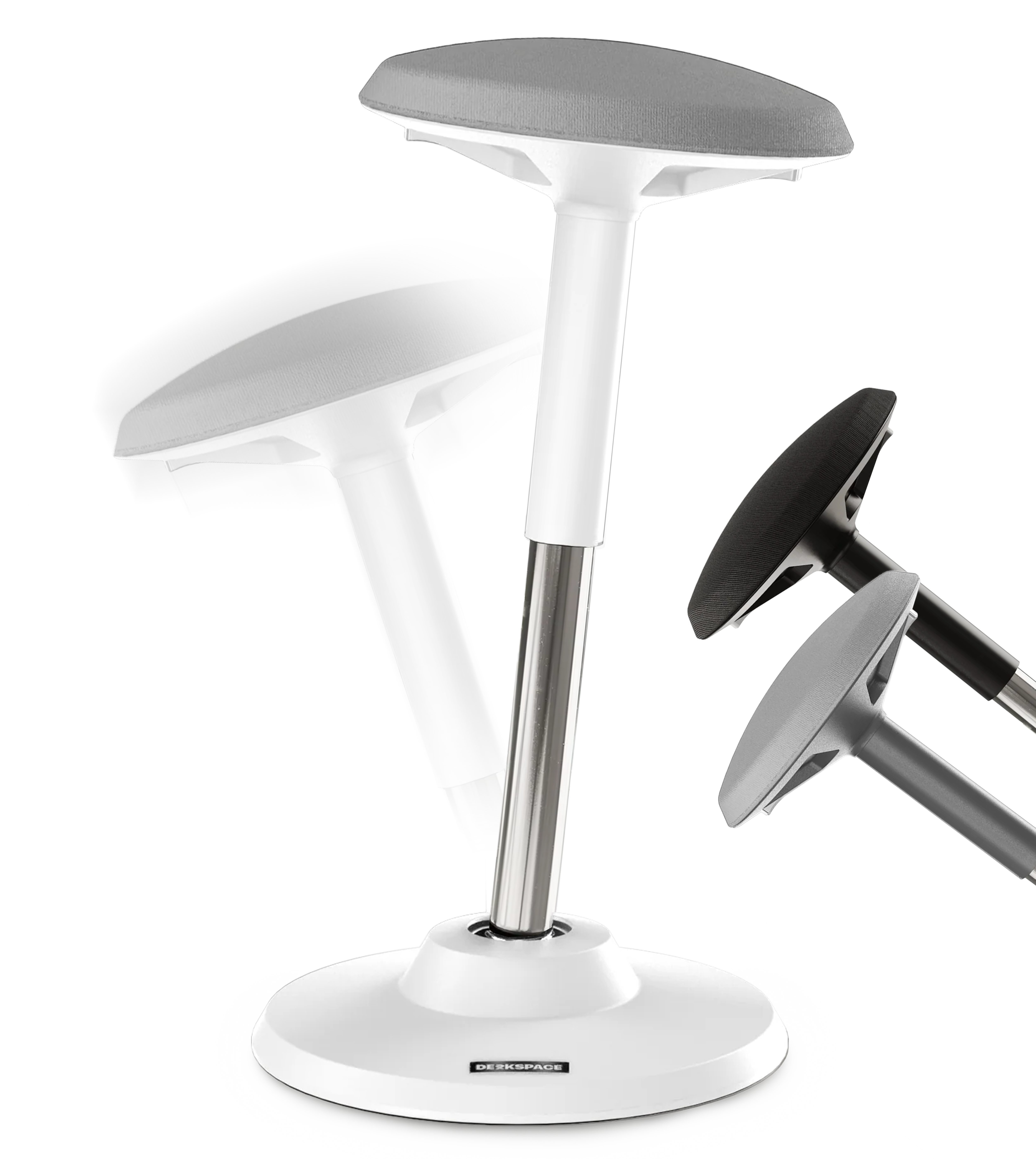 DESKSPACE Drehhocker Motion Ergonomischer Stehhocker - Höhenverstellbarer Bürohocker (Einzelartikel), Höhenverstellbarer Stehhocker mit ergonomischem Sitzkomfort