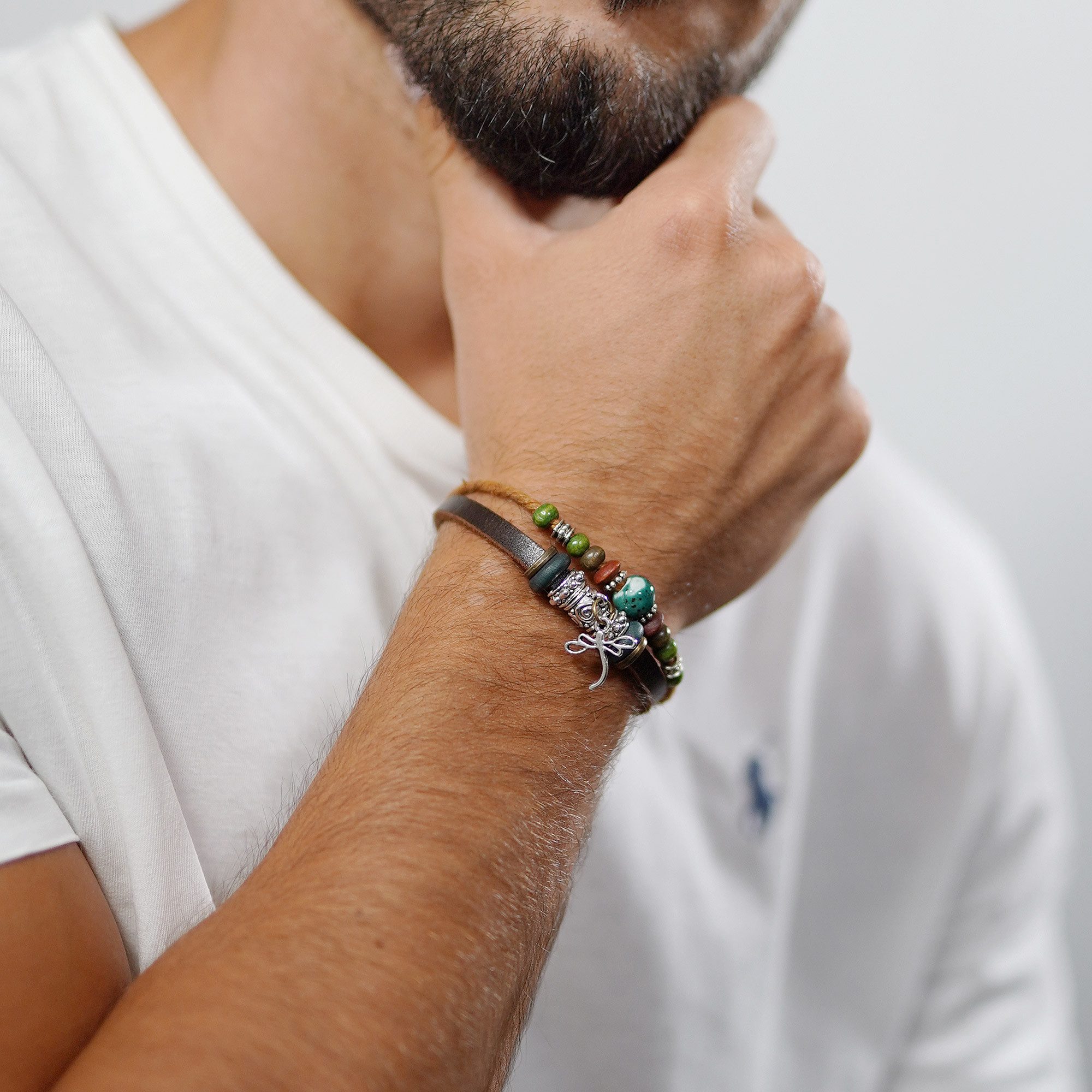 trendor Charm-Armband Unisex Leder-Braun