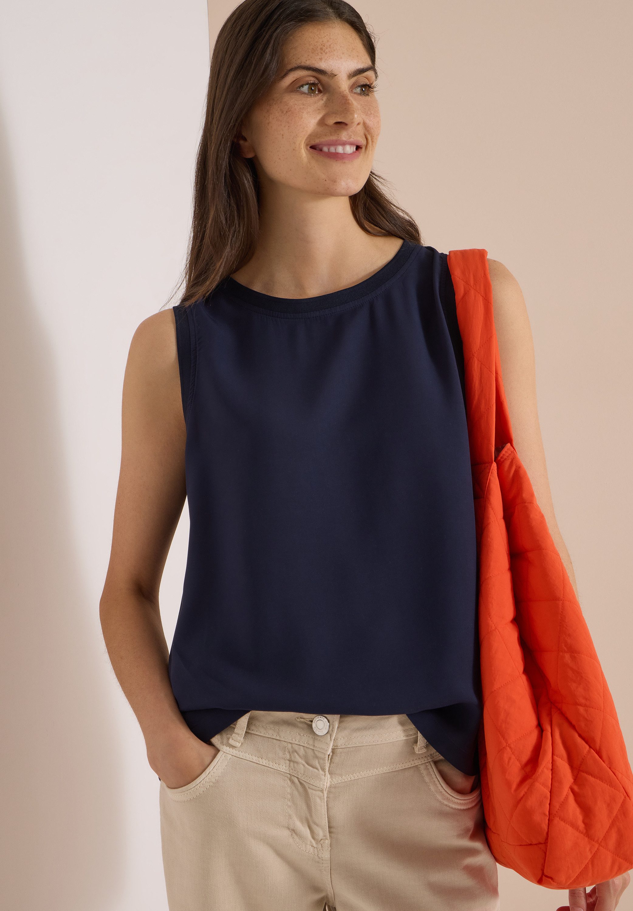 CECIL Blusentop Sommershirt, Viskose, ärmellos